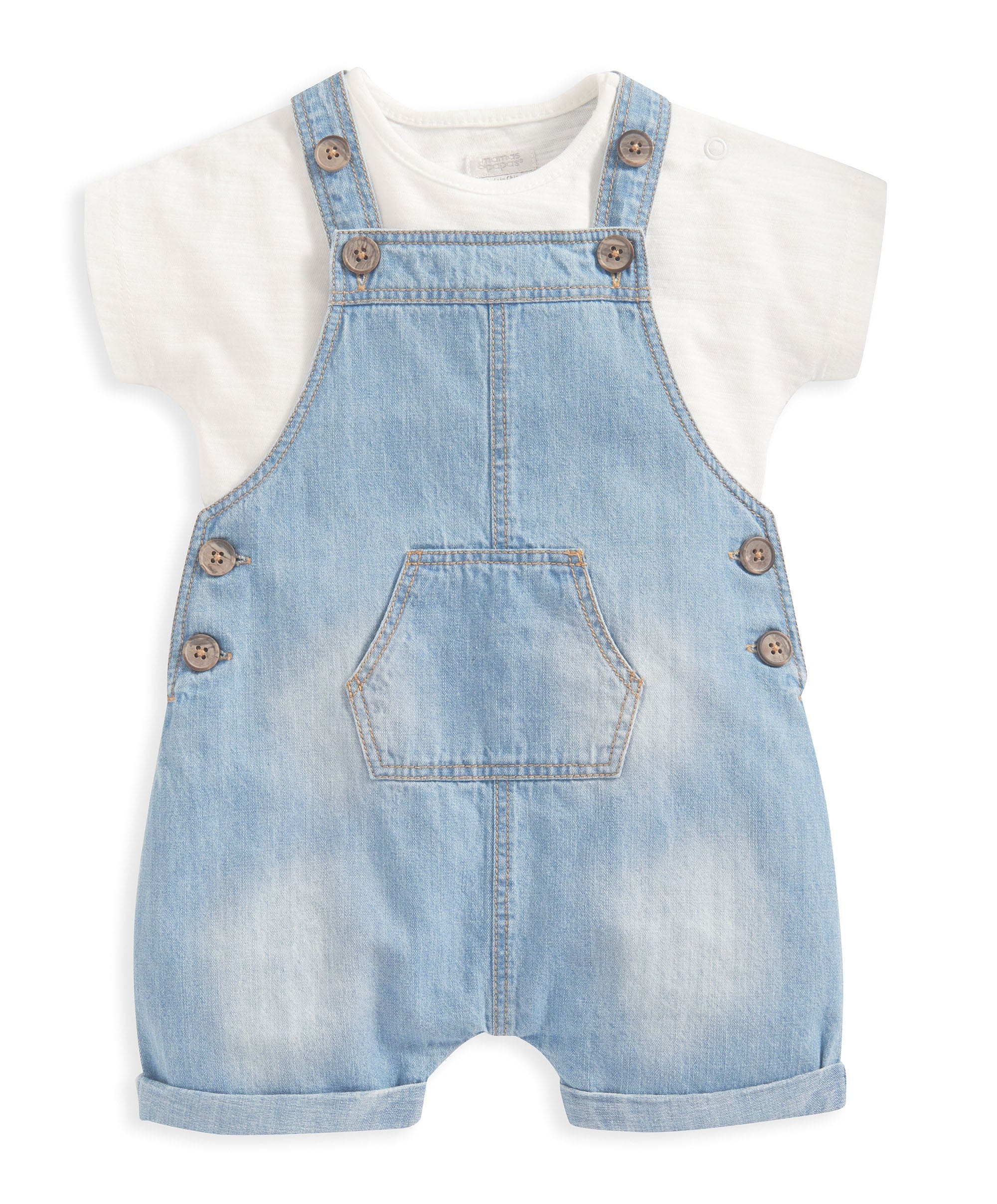 Denim Dungarees and White T Shirt - 2 Piece Set - Image 5