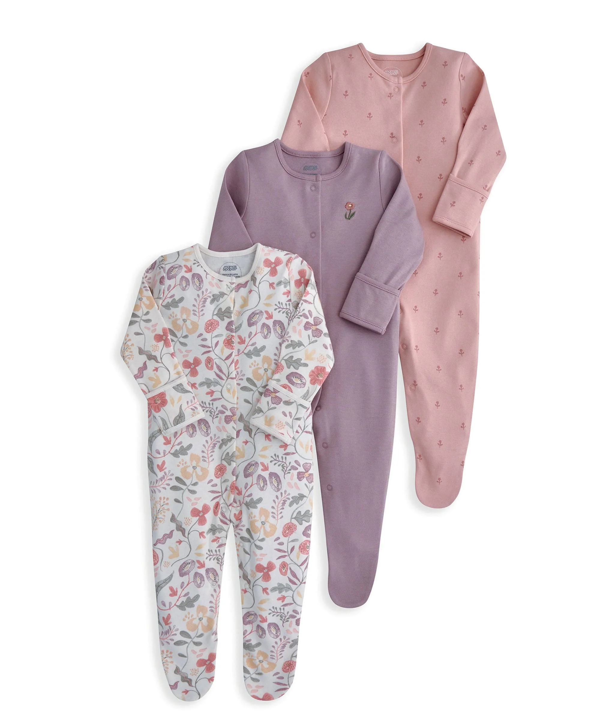 Floral Sleepsuits (Pack of 3) - Image 2