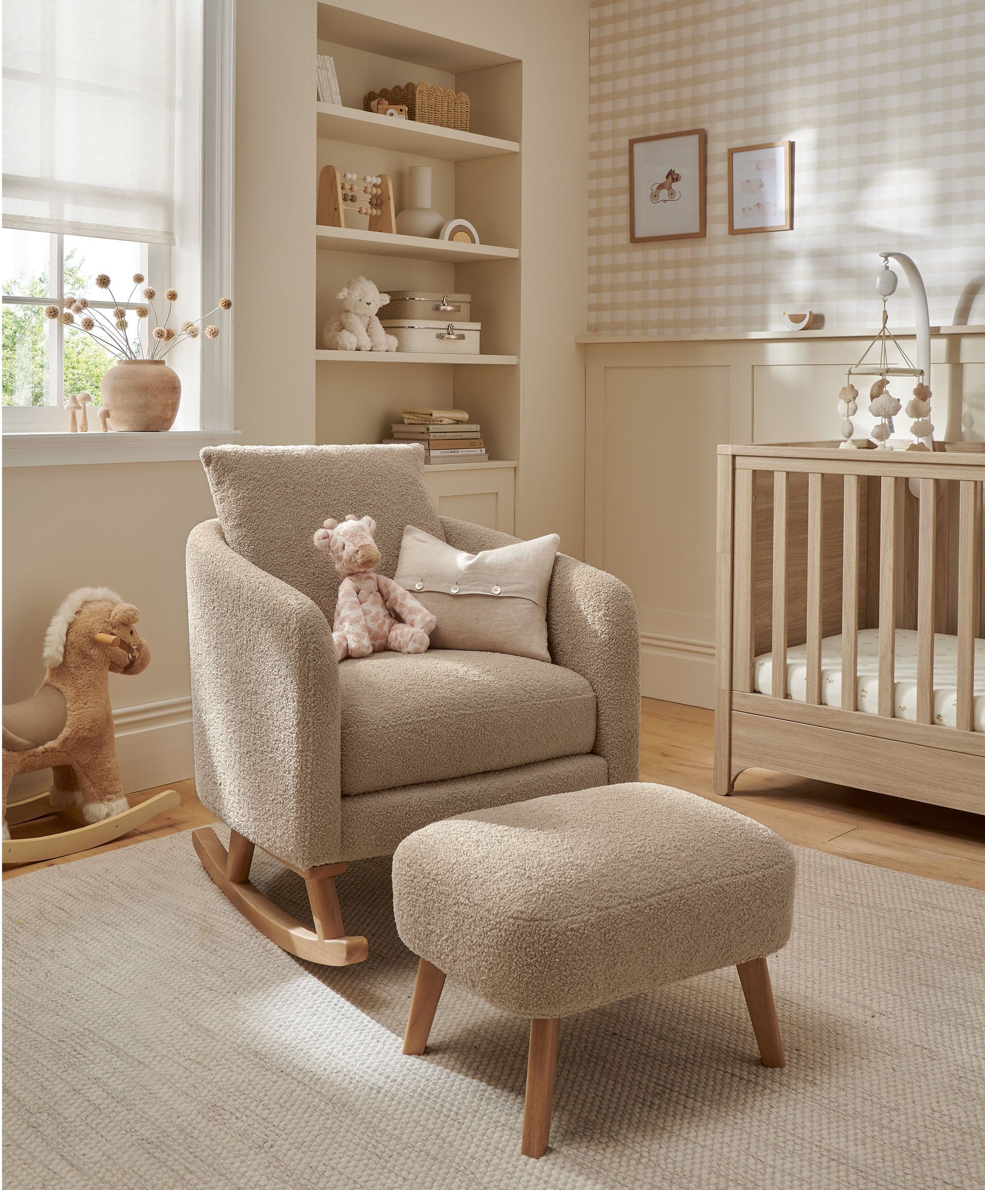 Alma Nursing Chair & Stool - Fawn Boucle