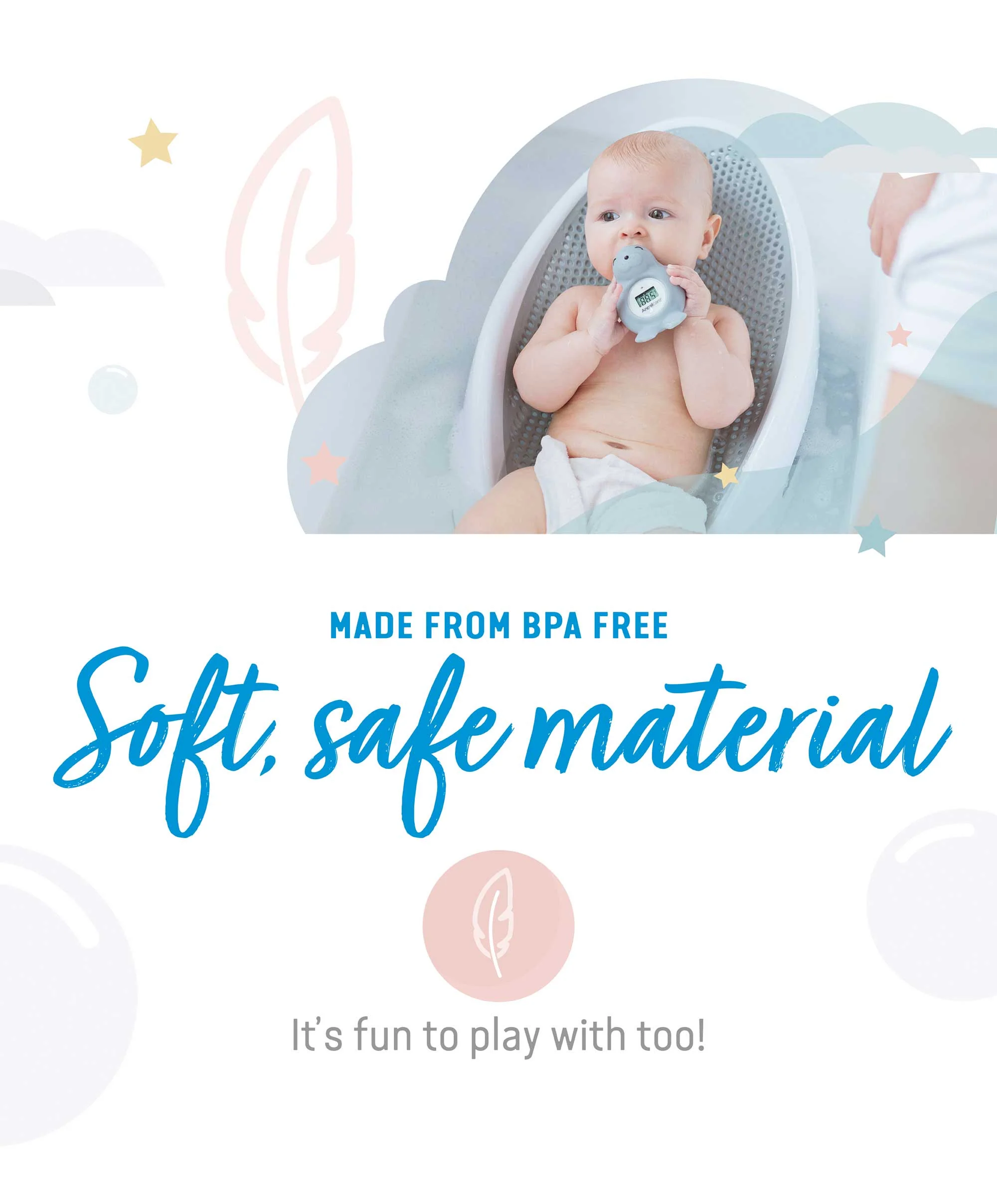 Angelcare Happy Seal Baby Bath and Room Thermometer - Grey - Image 10