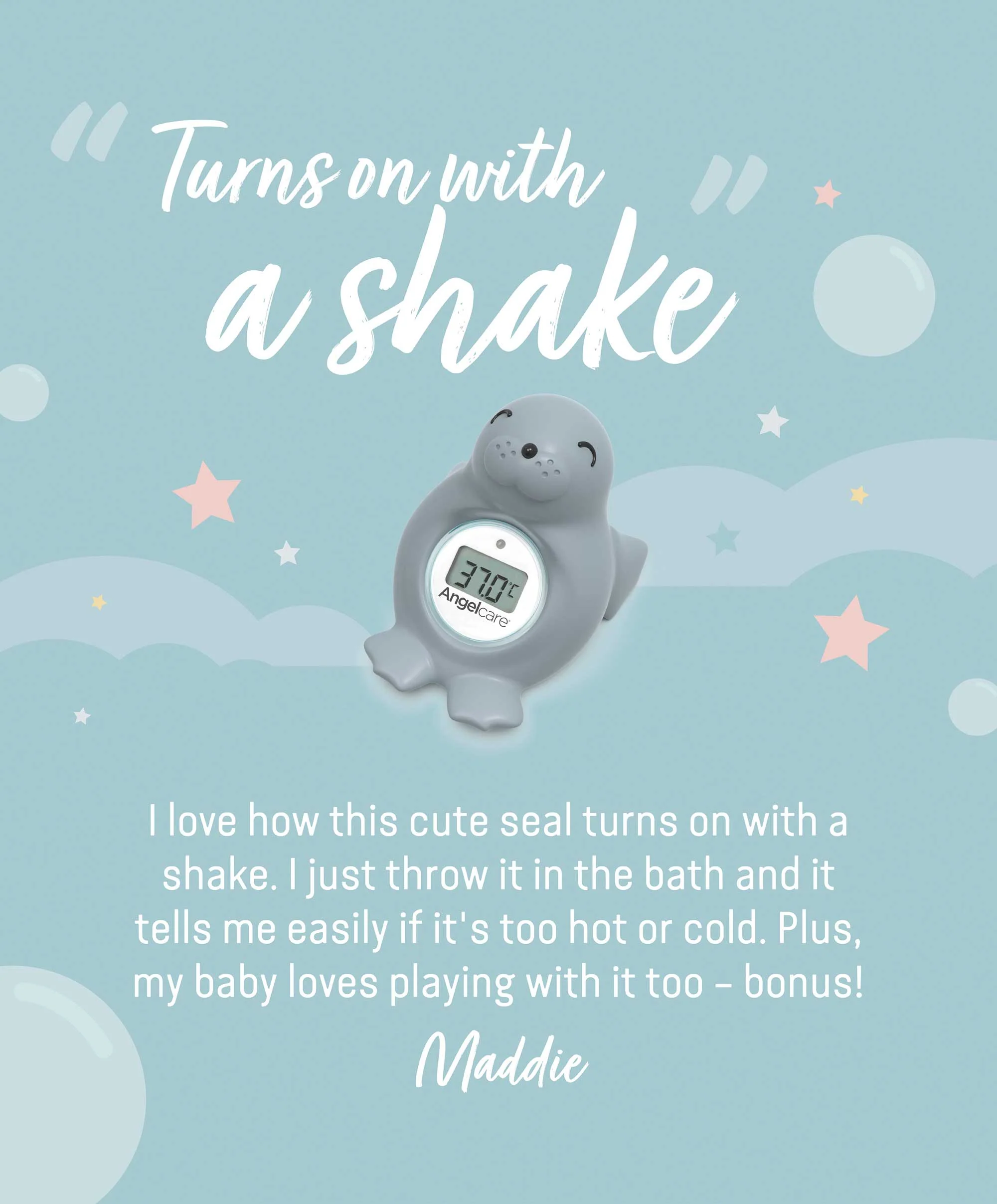 Angelcare Happy Seal Baby Bath and Room Thermometer - Grey - Image 6