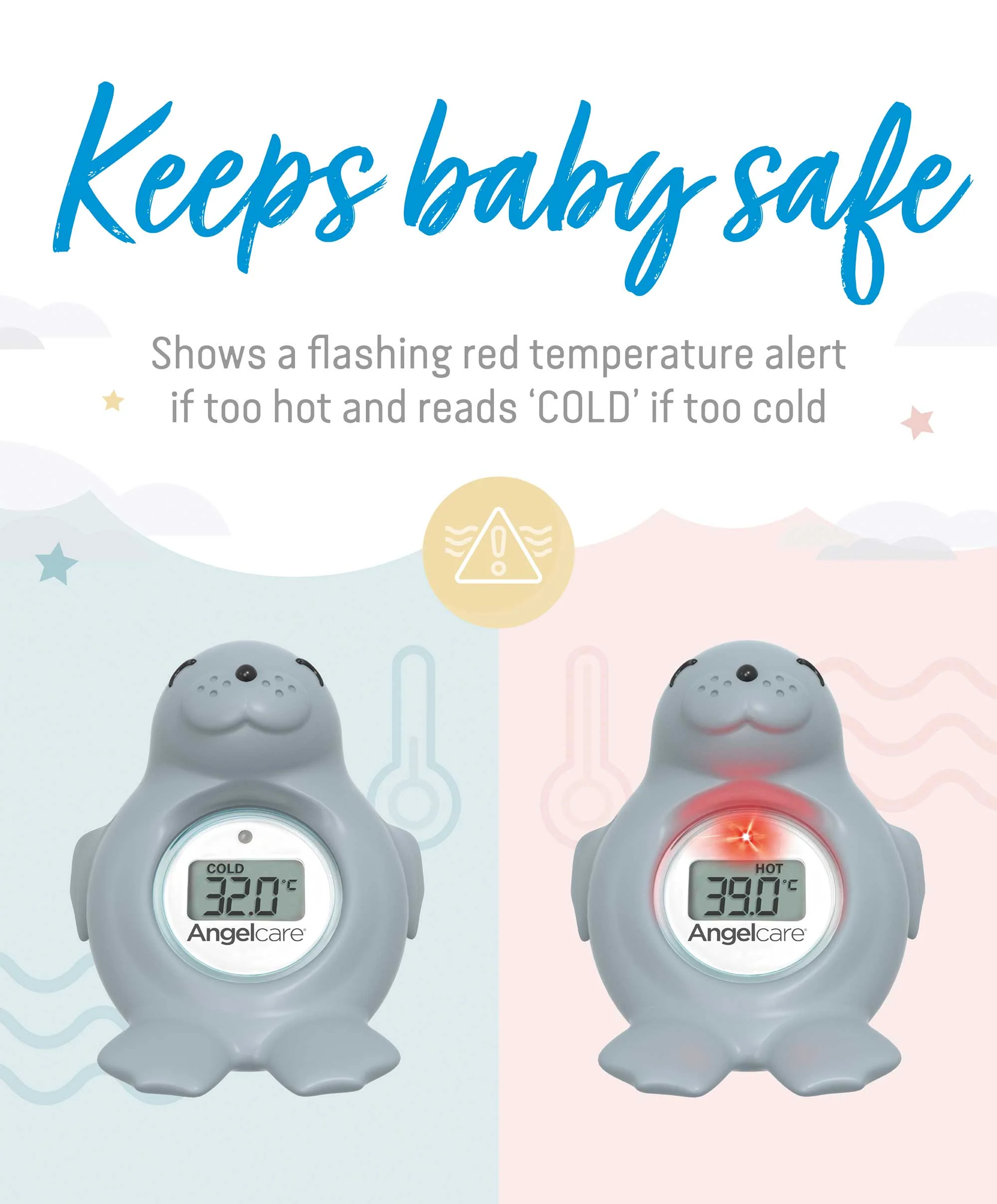 Angelcare Happy Seal Baby Bath and Room Thermometer - Grey - Image 9