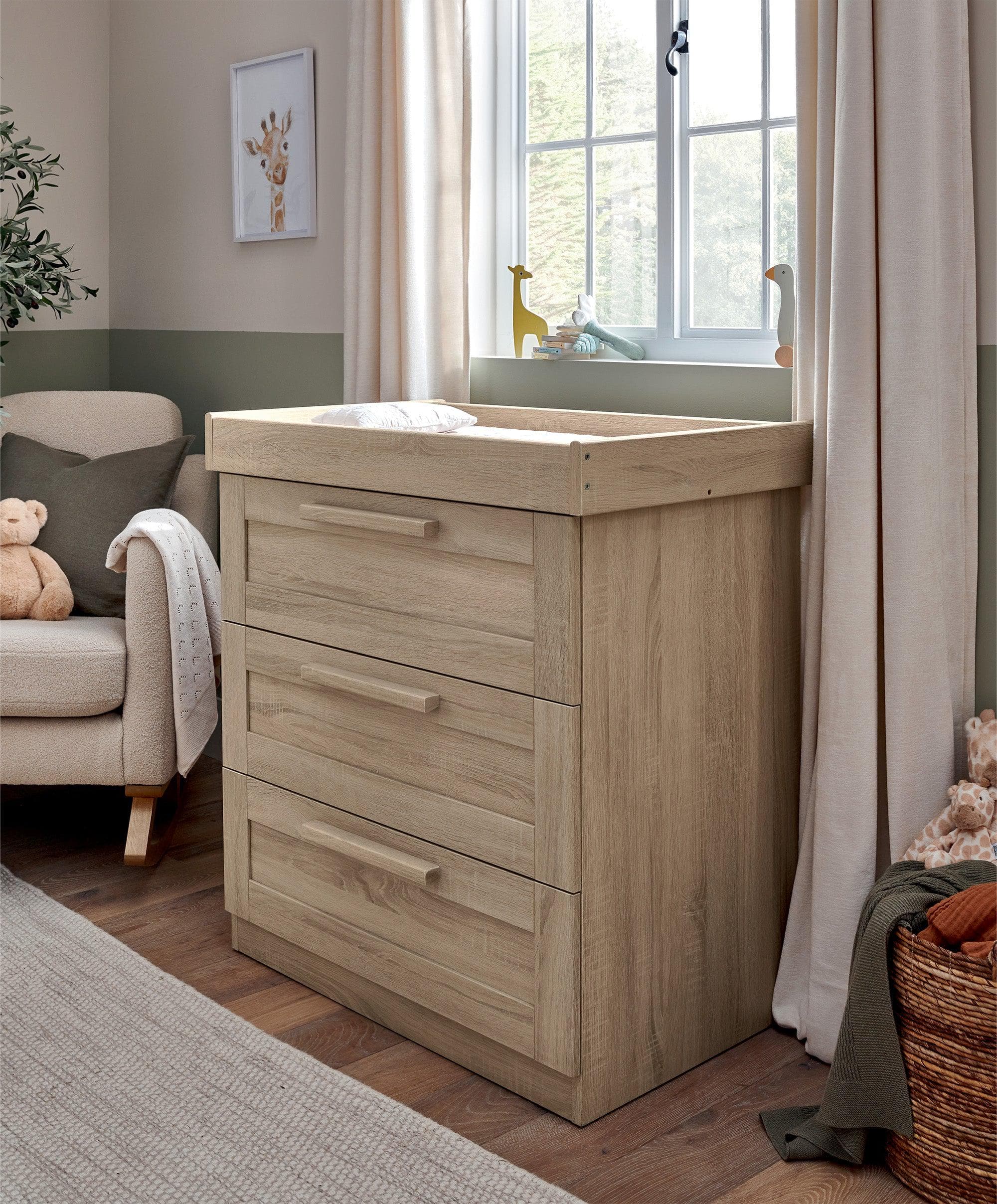Atlas 3 Piece Cotbed Range with Dresser Changer & Wardrobe - Light Oak - Image 6