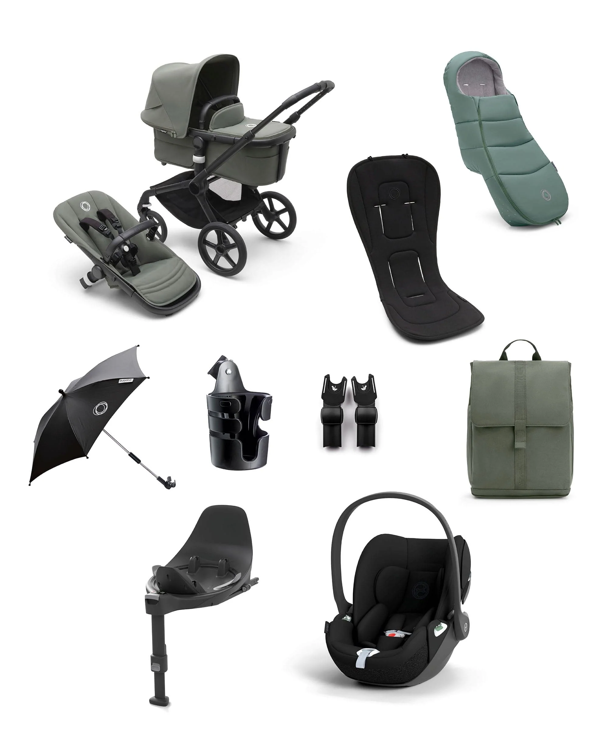 Bugaboo Fox5 Ultimate Bundle with Cybex Cloud T Car Seat and Base in Forest Green