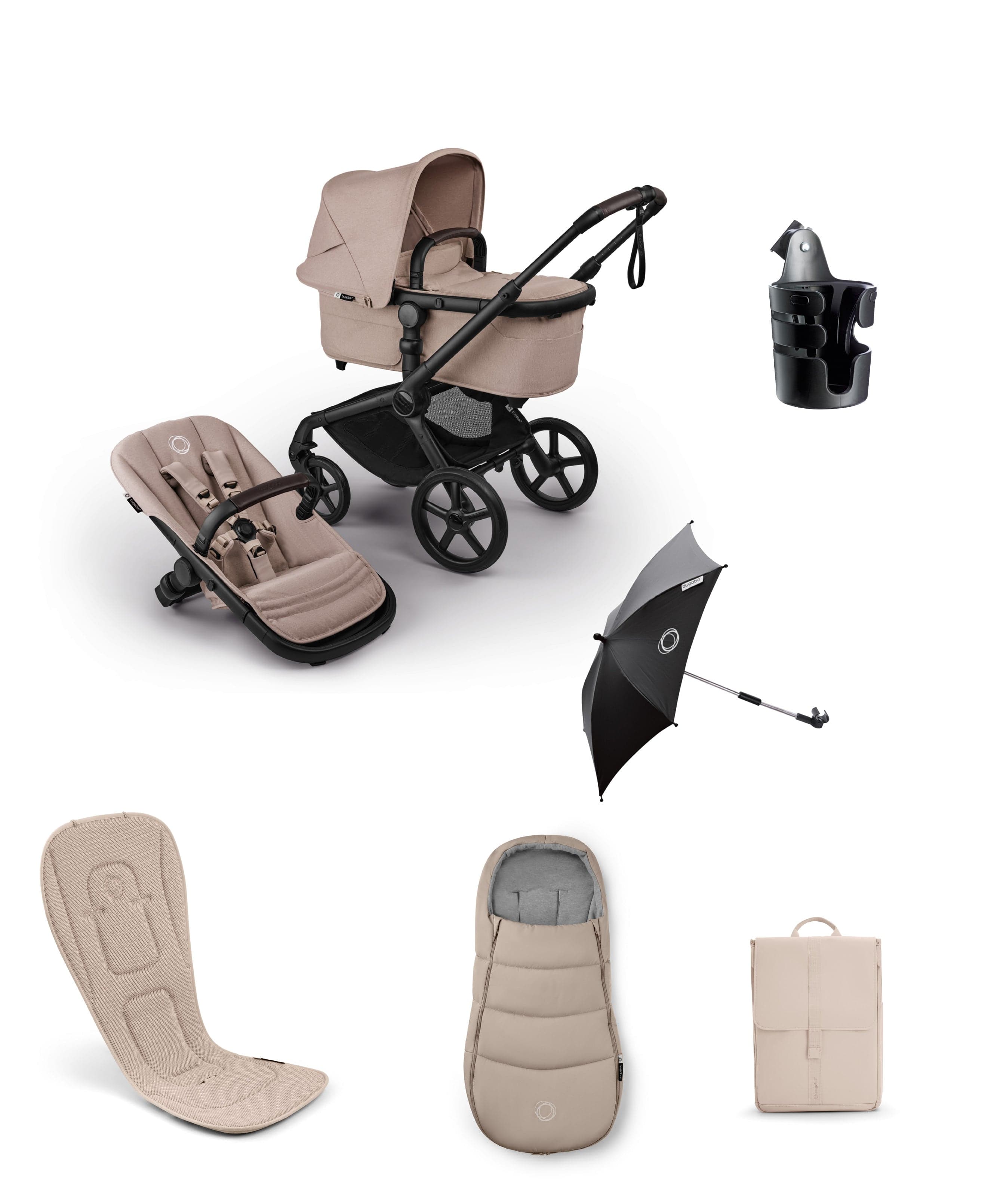 Bugaboo Fox 5 Renew Complete Pushchair Bundle (7 Pieces) - Taupe Melange