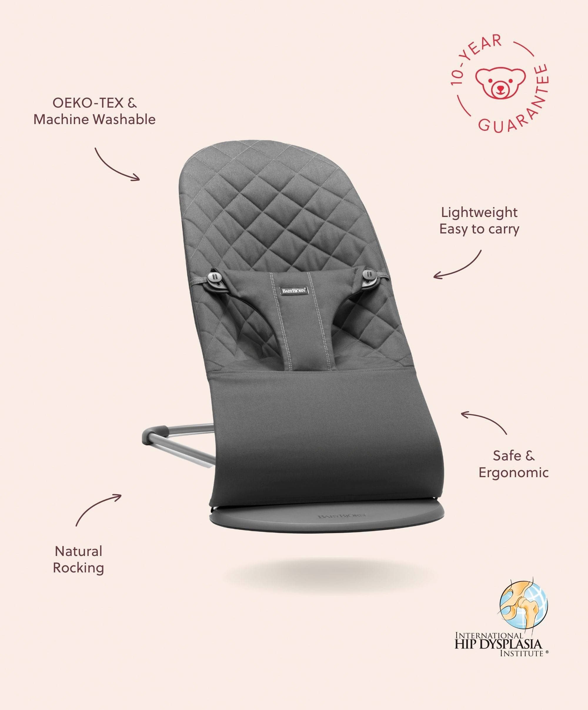 BabyBjörn Baby Bouncer Bliss Woven Petal Quilt - Anthracite - Image 2