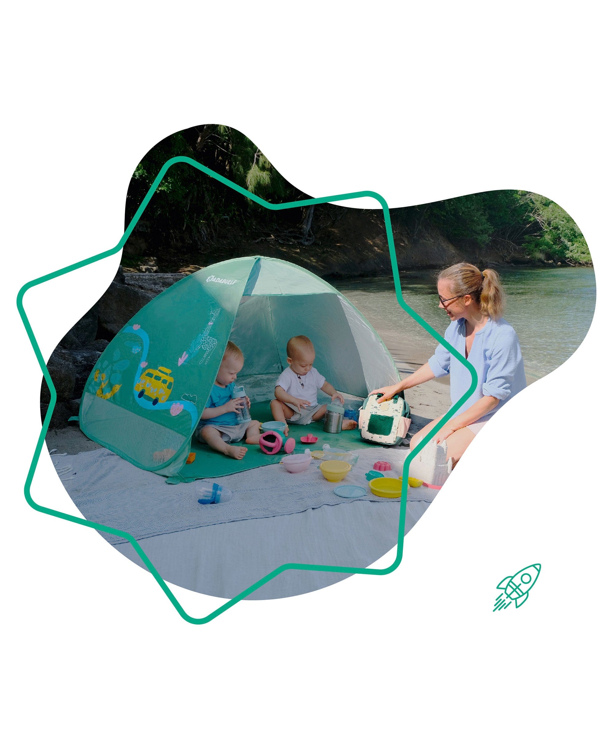 Badabulle Anti-UV Baby & Toddler Summer Tent - Sage - Image 3