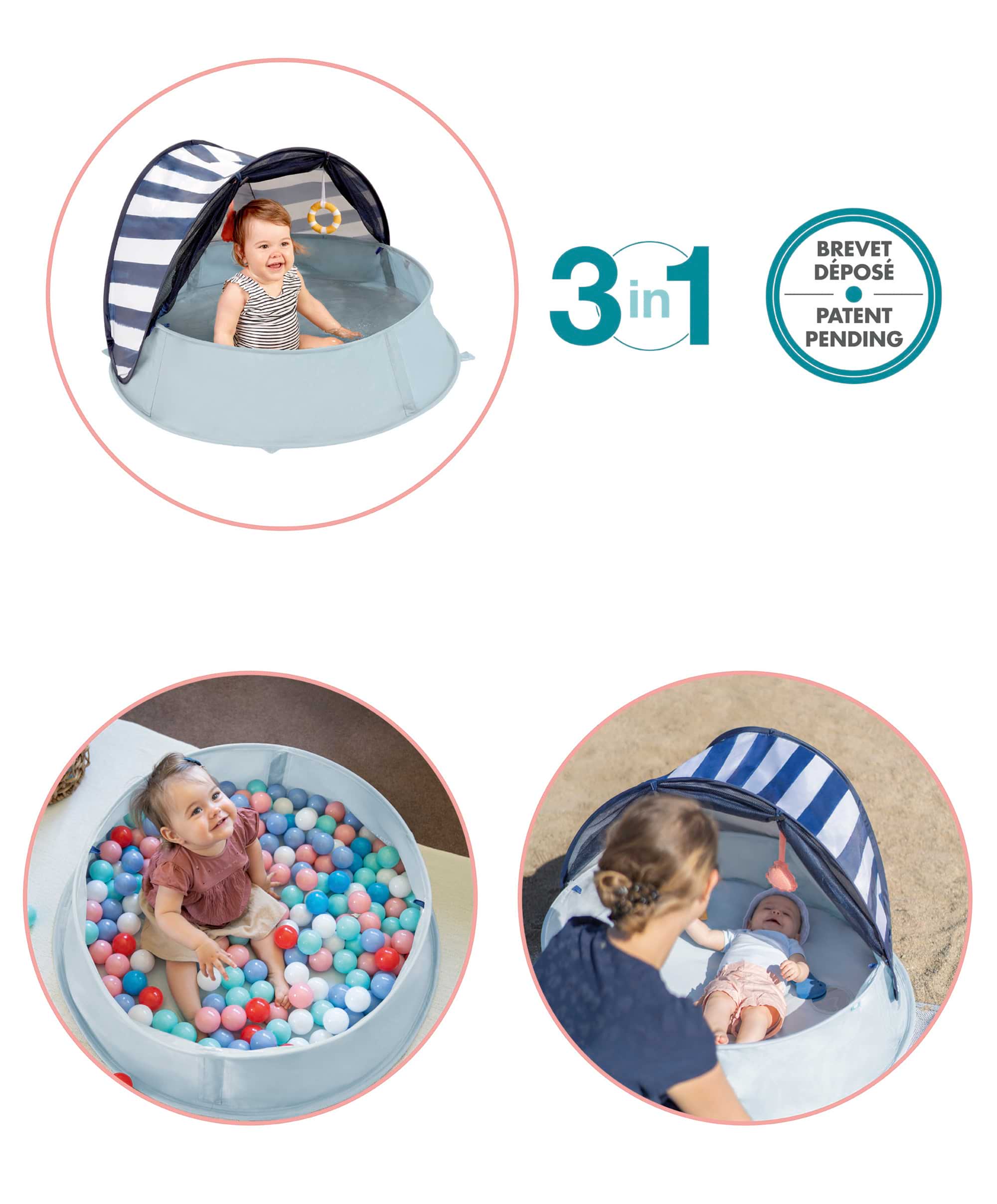 Babymoov Aquani Anti-UV Tent, Paddling Pool & Playpen UPF 50+ - Mariniere - Image 16