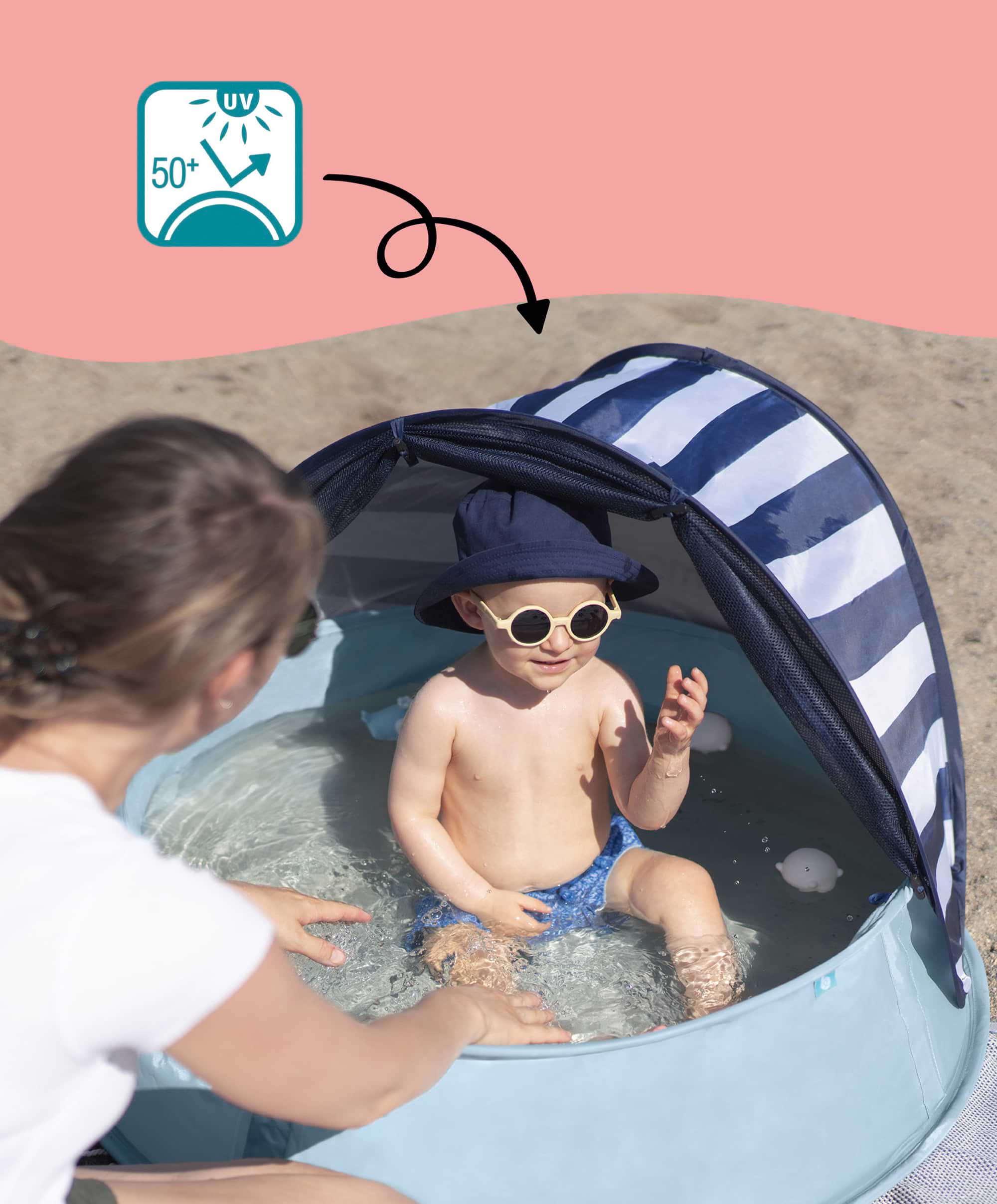Babymoov Aquani Anti-UV Tent, Paddling Pool & Playpen UPF 50+ - Mariniere - Image 3