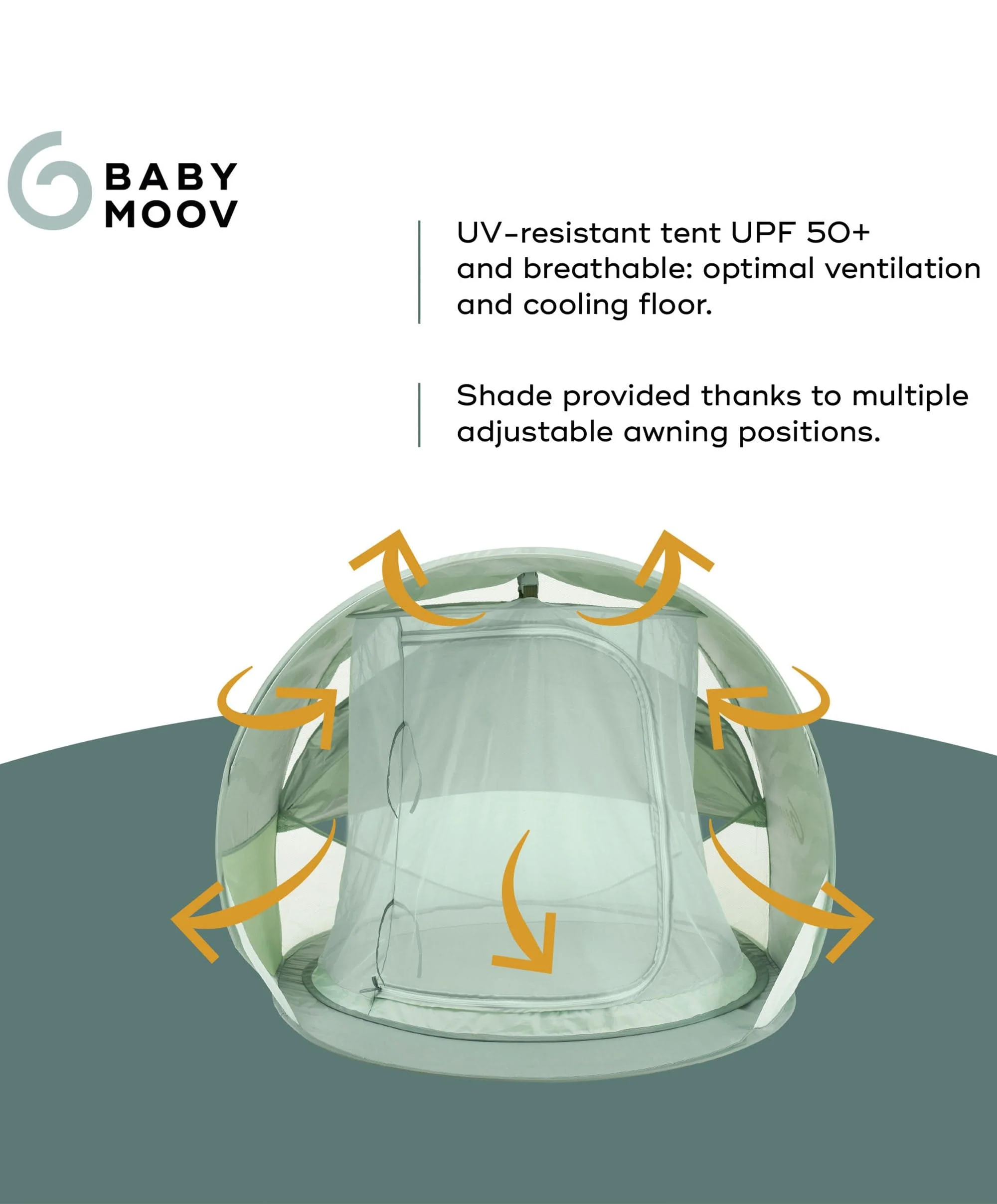 Babymoov Moov & Protect XL Anti UV Refreshing Tent - Green Lagoon - Image 3