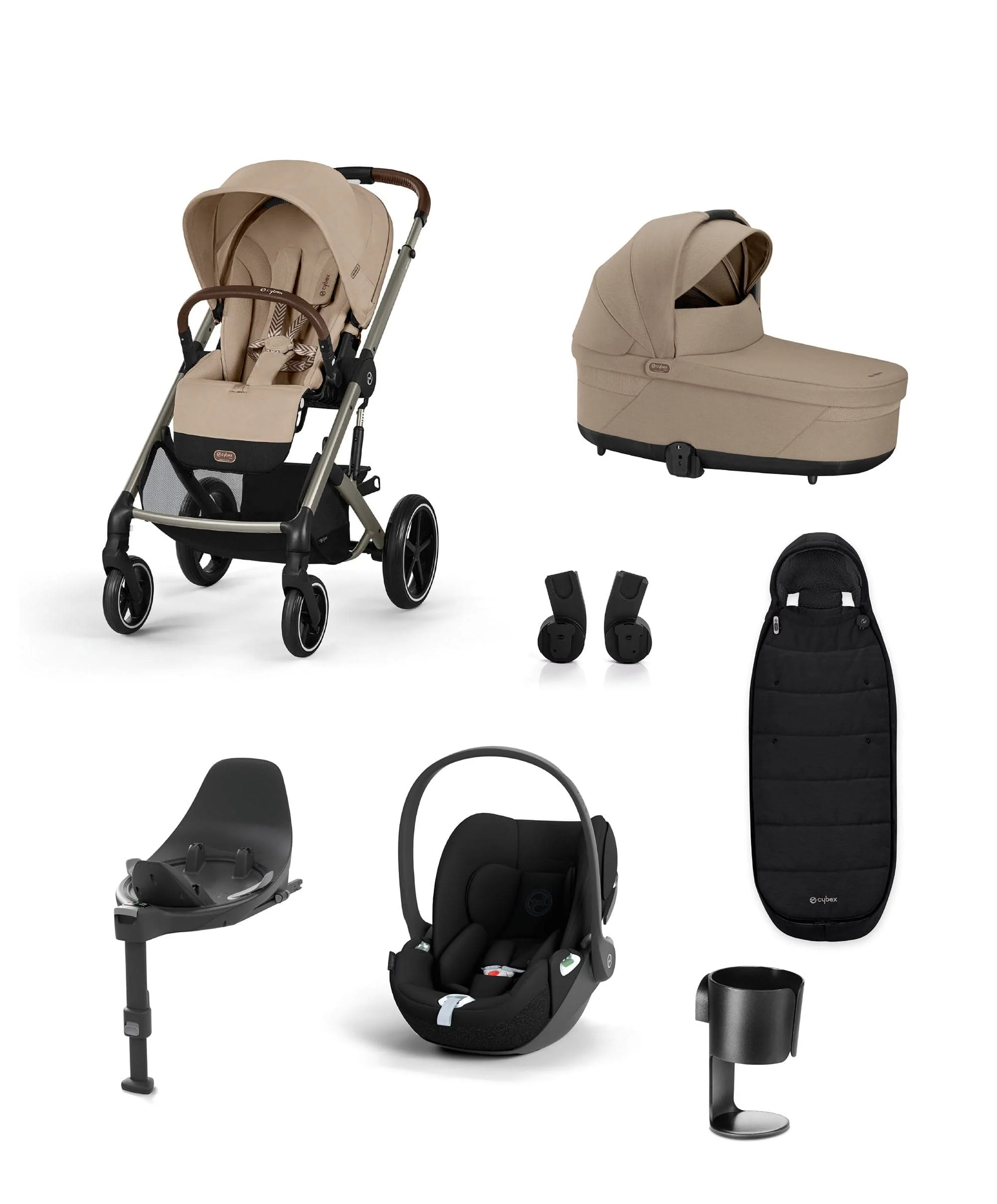 Cybex Balios S Lux Pushchair Bundle With Cybex Cloud T i-Size + Baby Car Seat & Base (7 Pieces) - Almond Beige