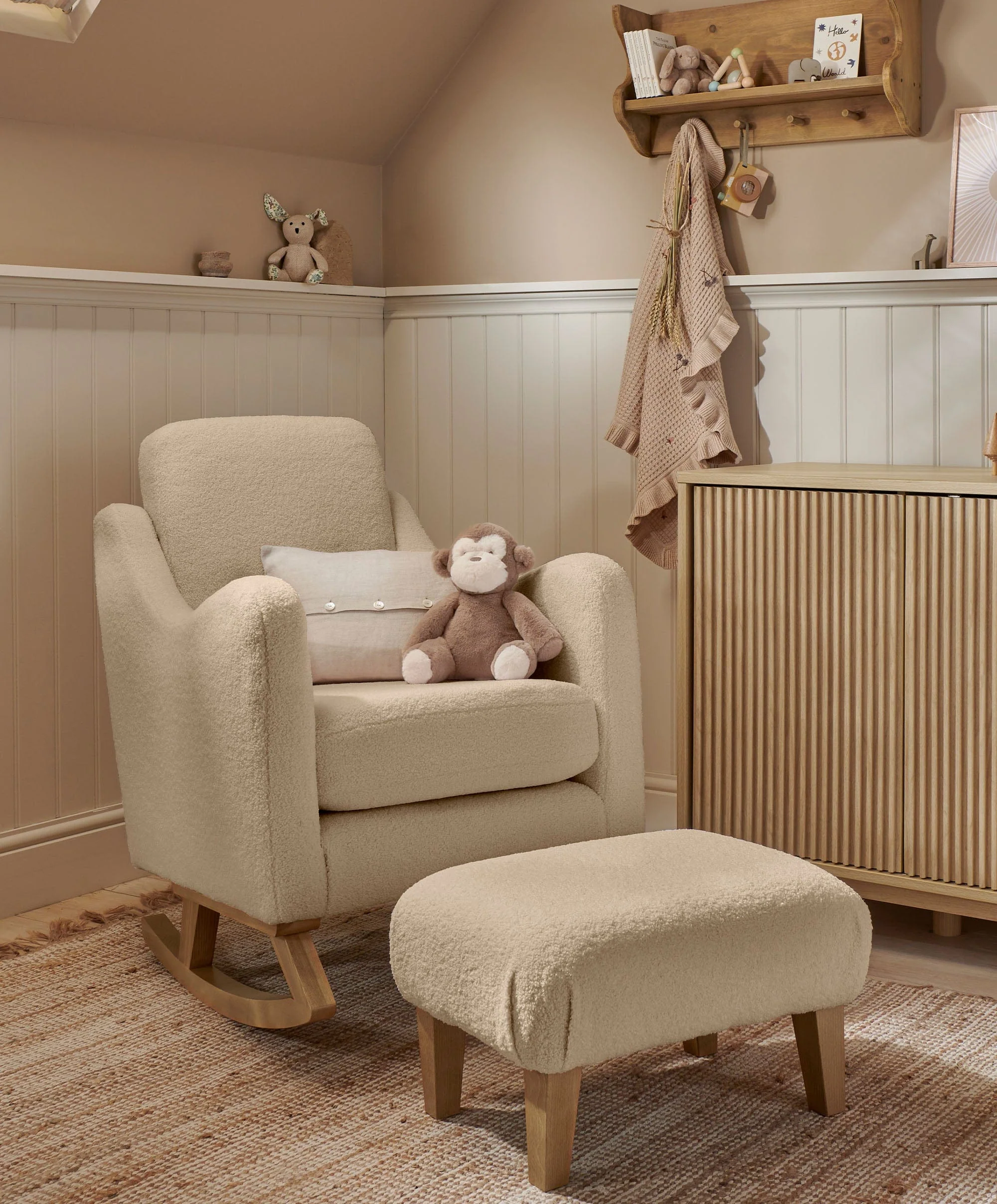Bowdon Nursing Chair & Footstool Set - Oatmeal Boucle