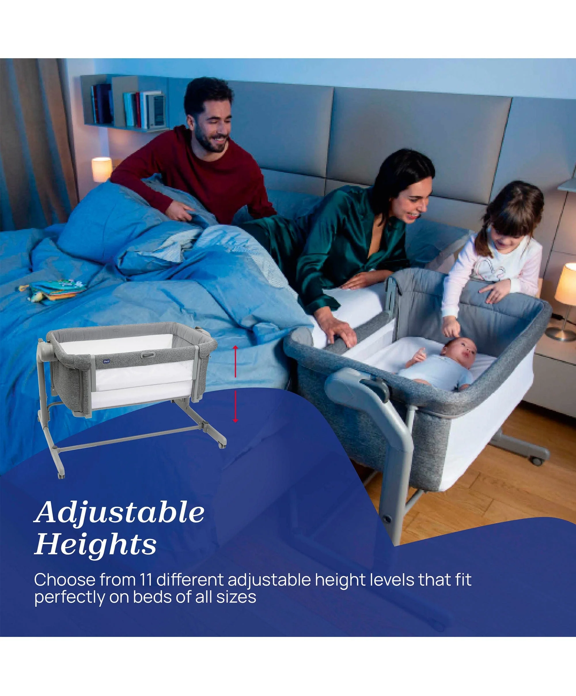 Chicco Next2Me Magic Evo Bedside Crib – Dark Grey - Image 2