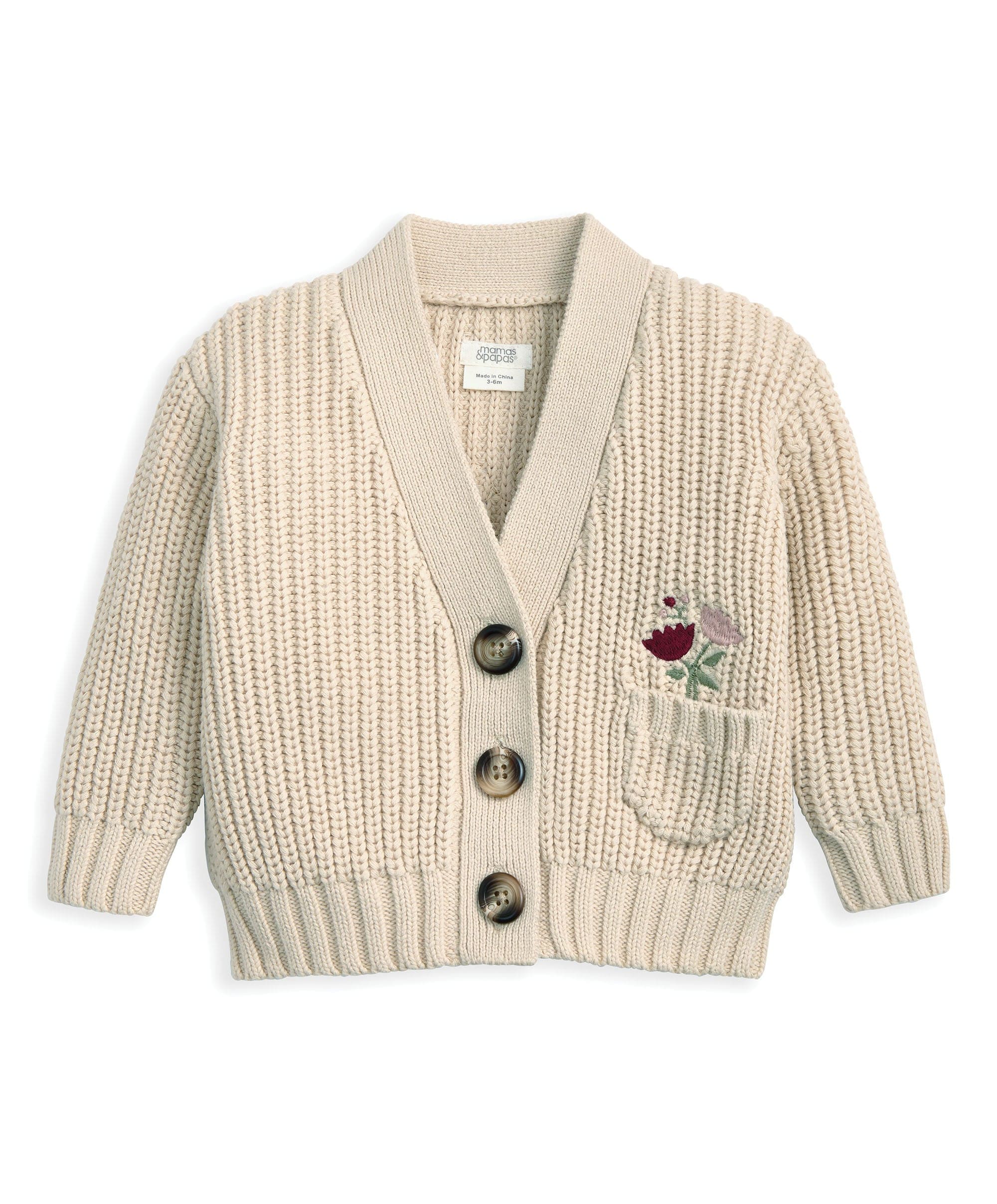 Embroidered Knitted Cardigan - Cream - Image 5