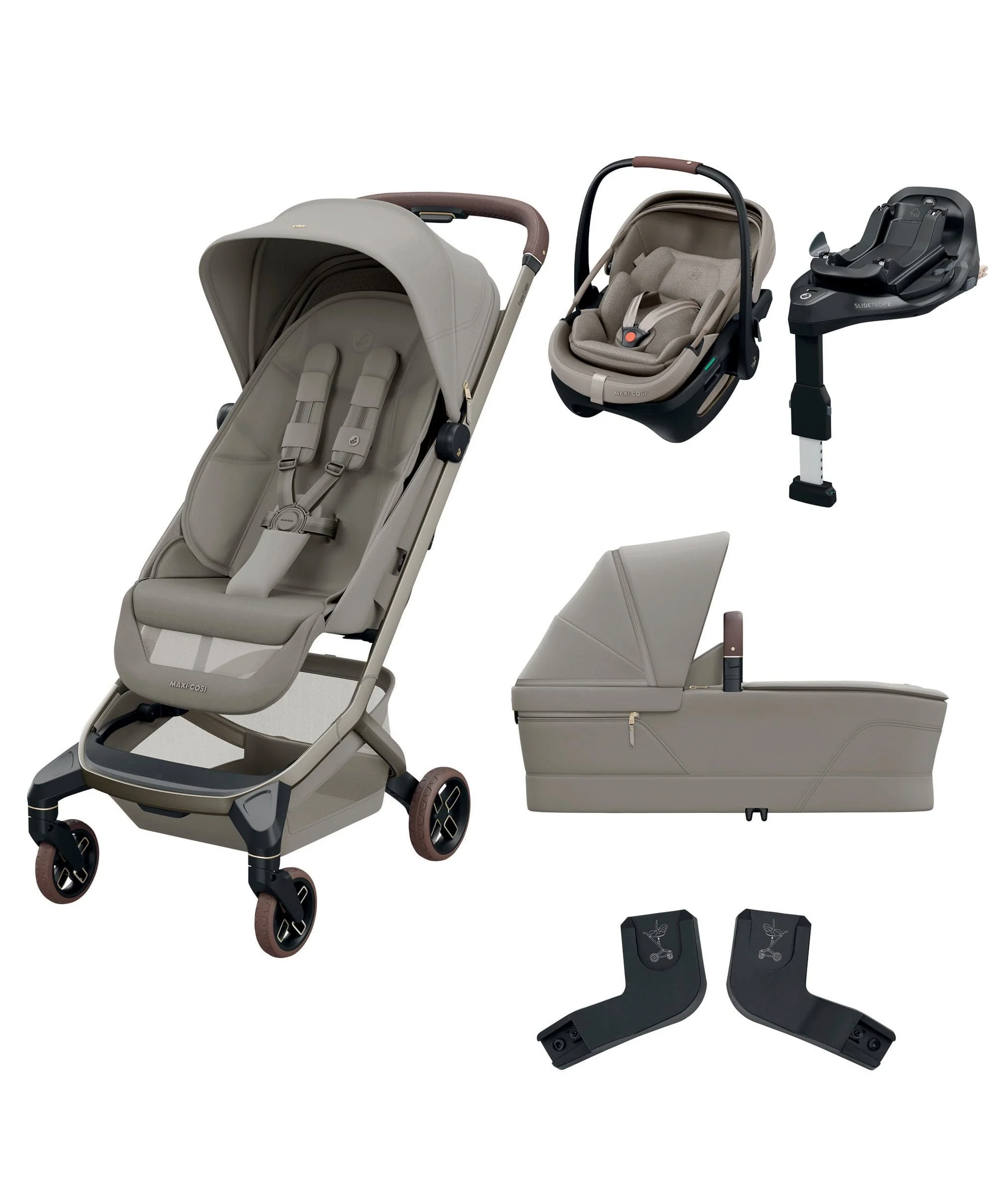 Maxi-Cosi Fame Cabin Pushchair Bundle with Maxi-Cosi Coral Slide Pro Car Seat & Base (5 Pieces) - Sapphire Sand
