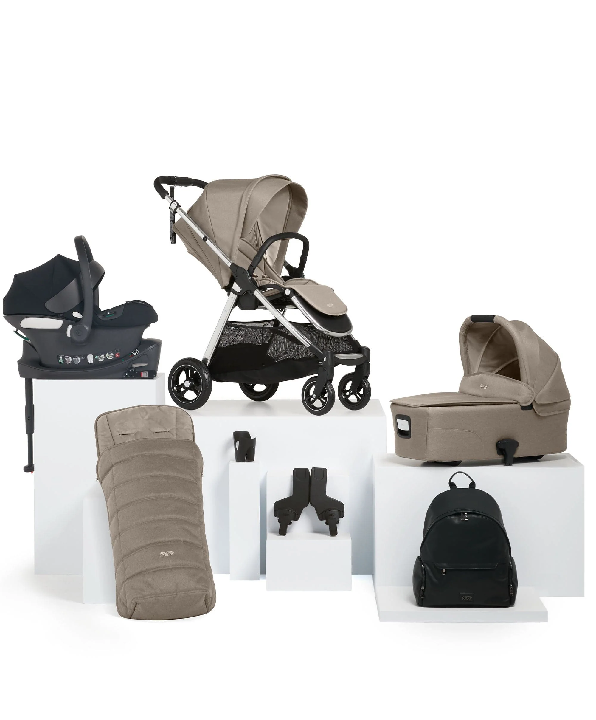 Flip XT³ Pushchair Bundle with Cybex Aton B2 i-Size Car Seat & Base (7 Pieces) - Fawn