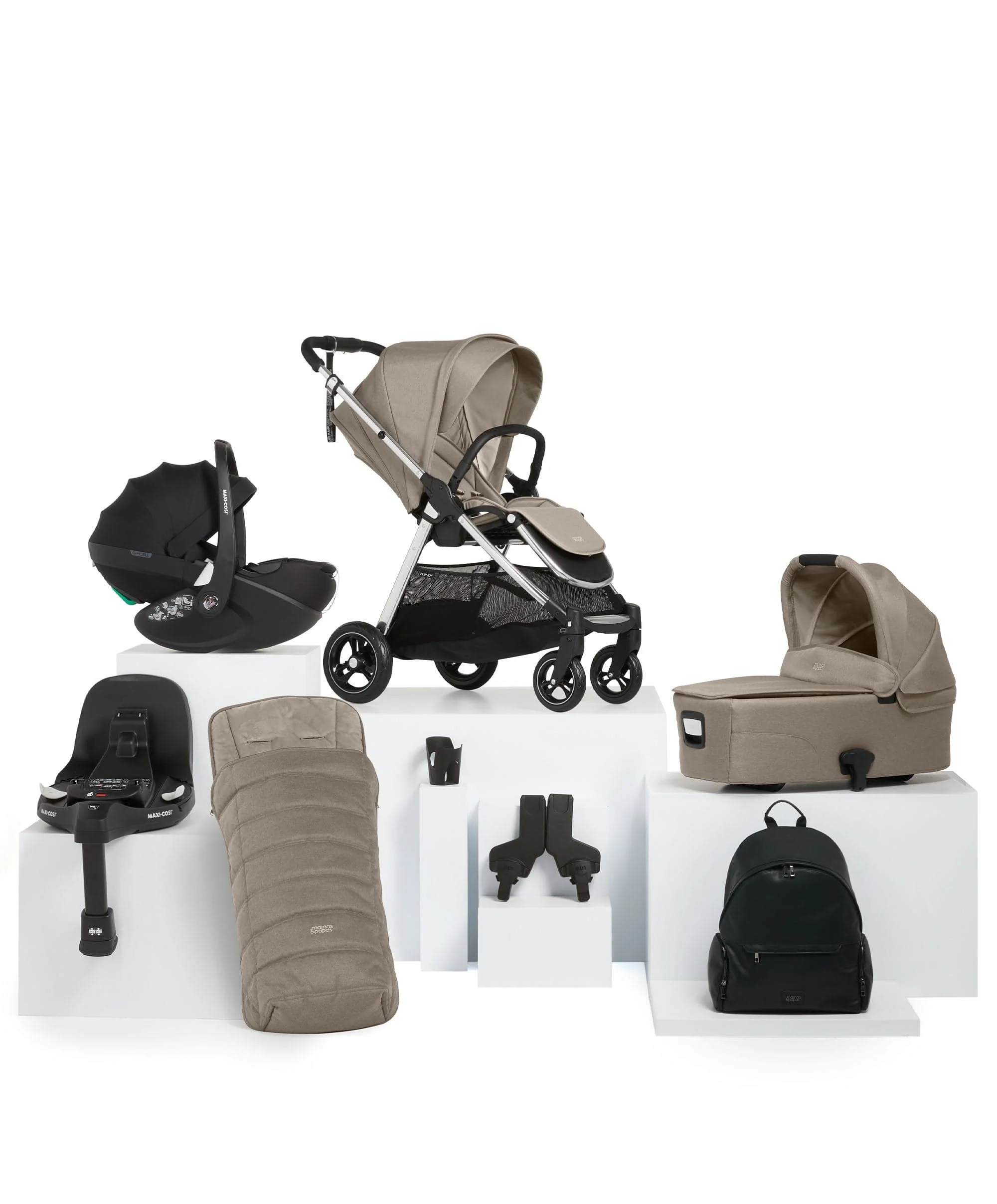 Flip XT³ Pushchair Bundle with Maxi-Cosi Pebble 360 Pro² Car Seat (8 Pieces) - Fawn