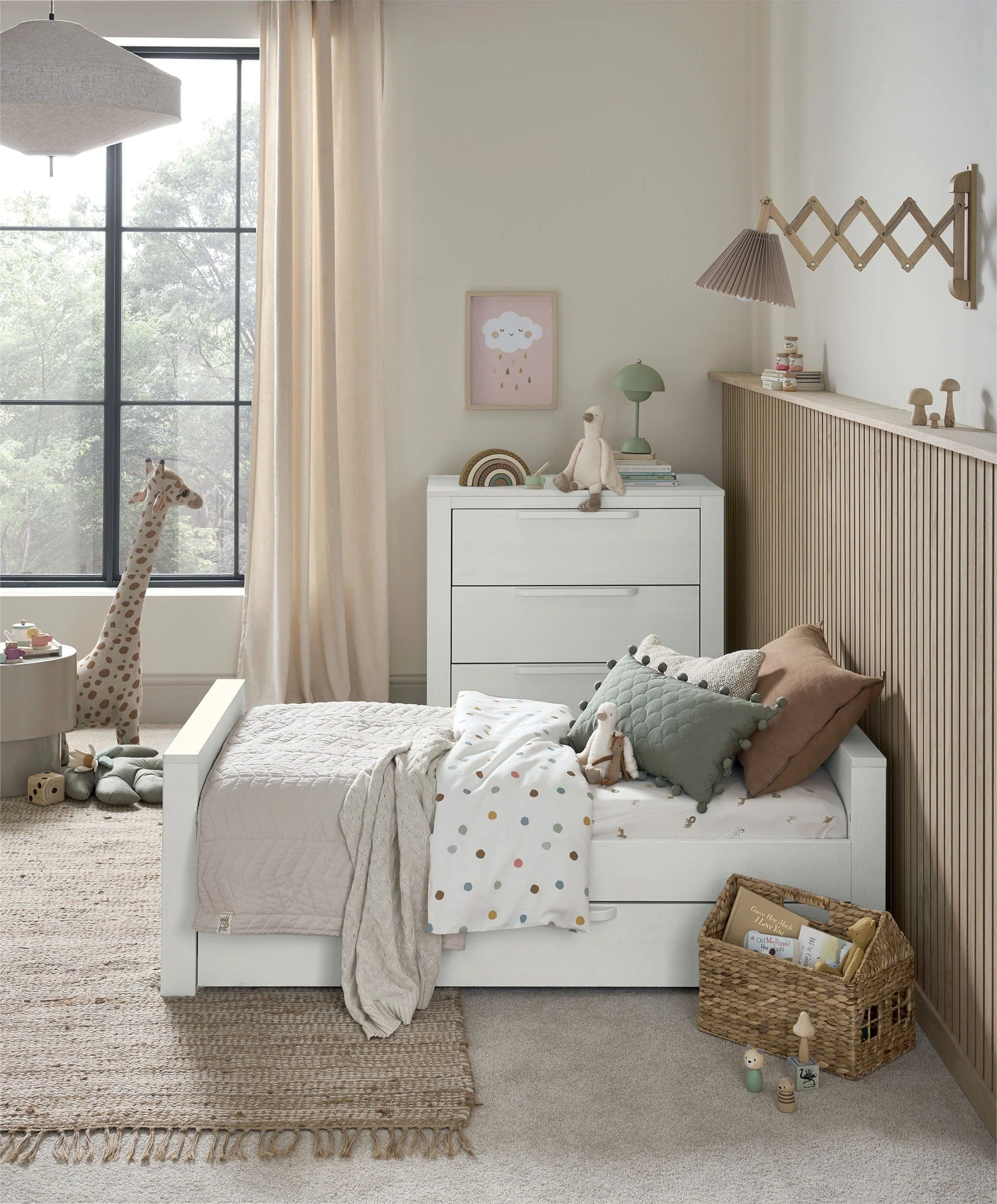Franklin 3 Piece Cotbed Range with Dresser Changer & Double Wardrobe - White Wash - Image 14