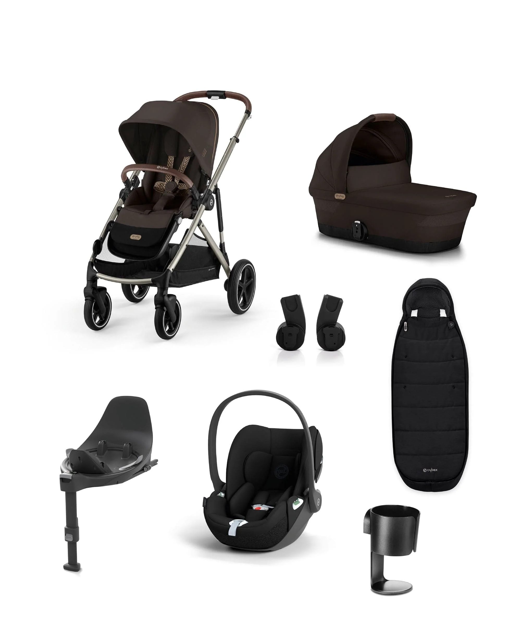 Cybex Gazelle S Pushchair Bundle With Cybex Cloud T i-Size + Baby Car Seat & Base (7 Pieces)  - Chocolate Brown
