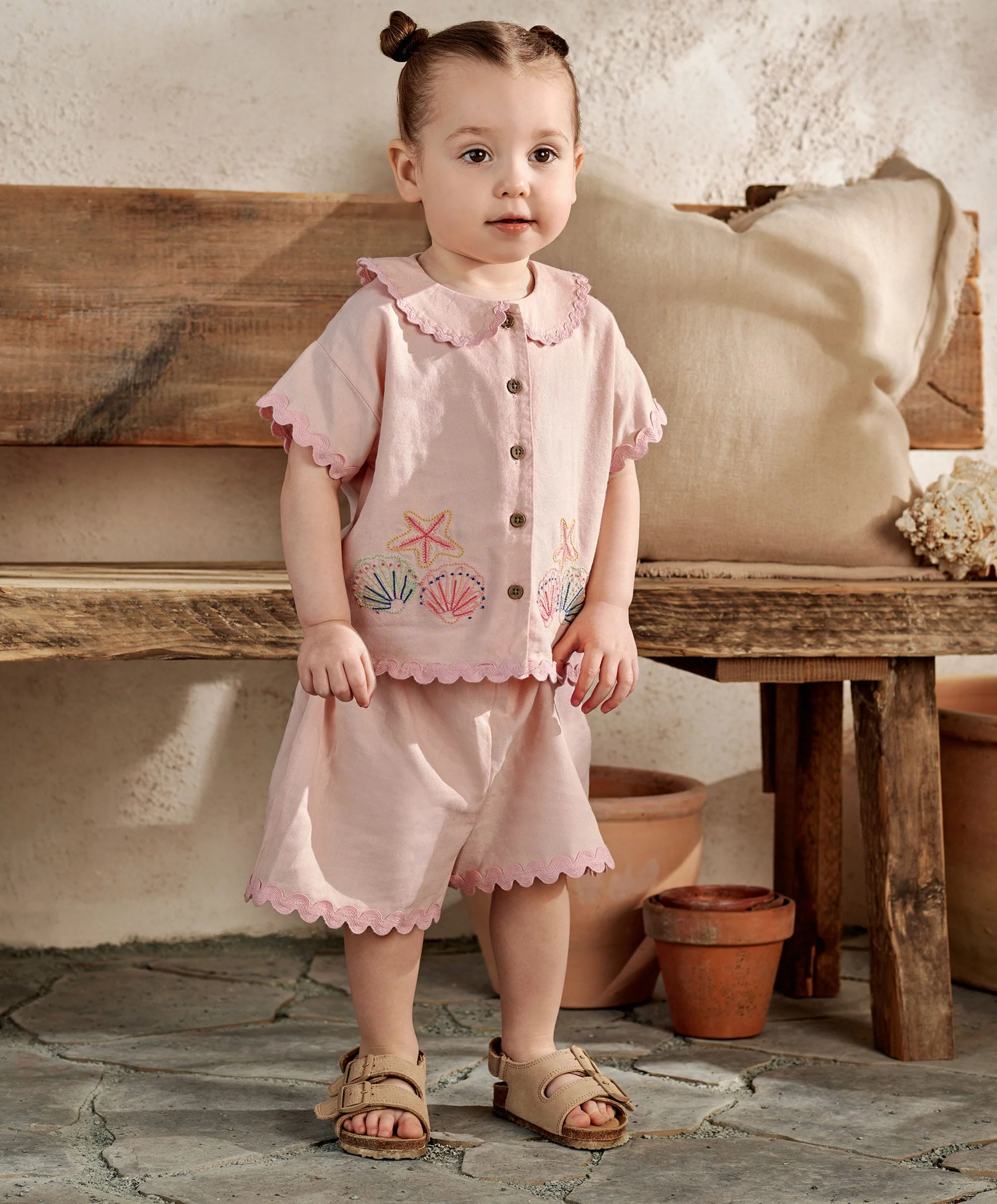Pink Resort Shirt & Shorts Outfit Set