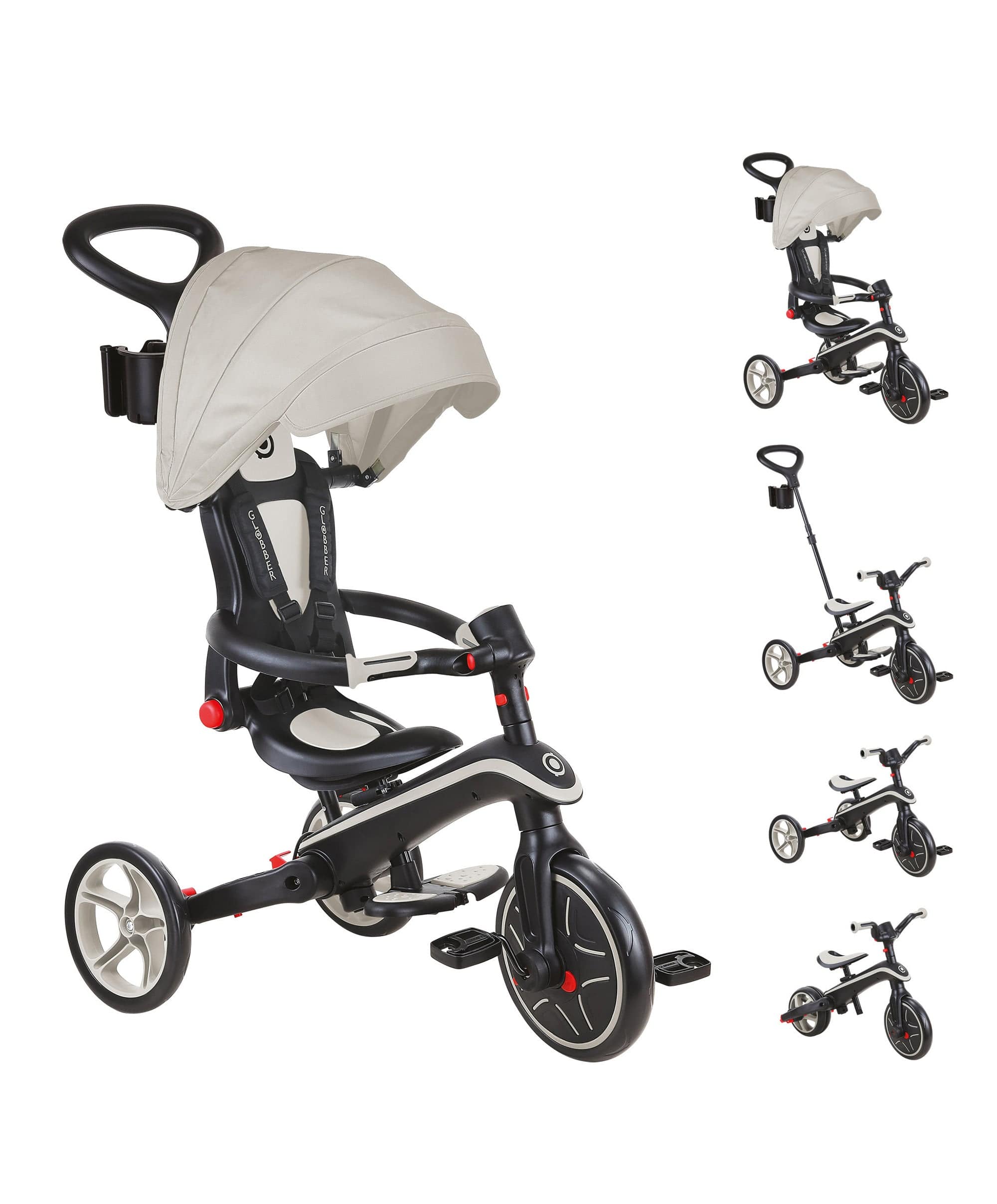 Globber Explorer Trike Foldable 4 in 1 - Taupe - Image 4