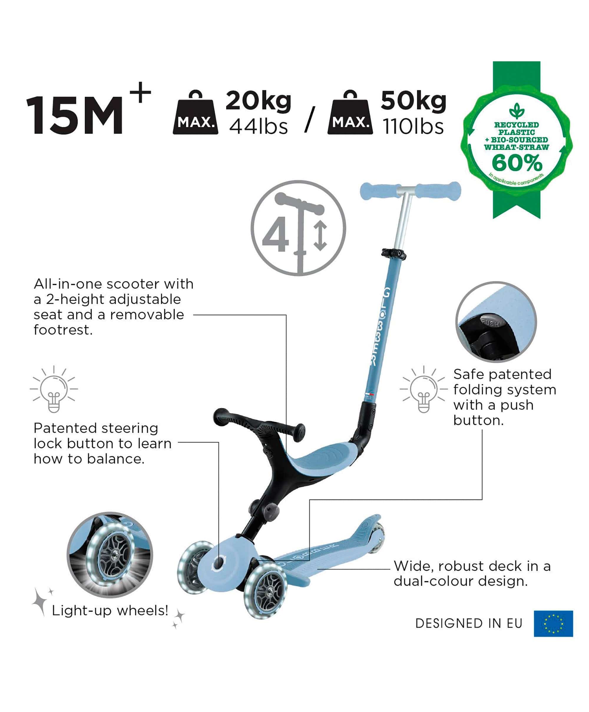 Globber Go Up Active Lights Eco - Blueberry - Image 9