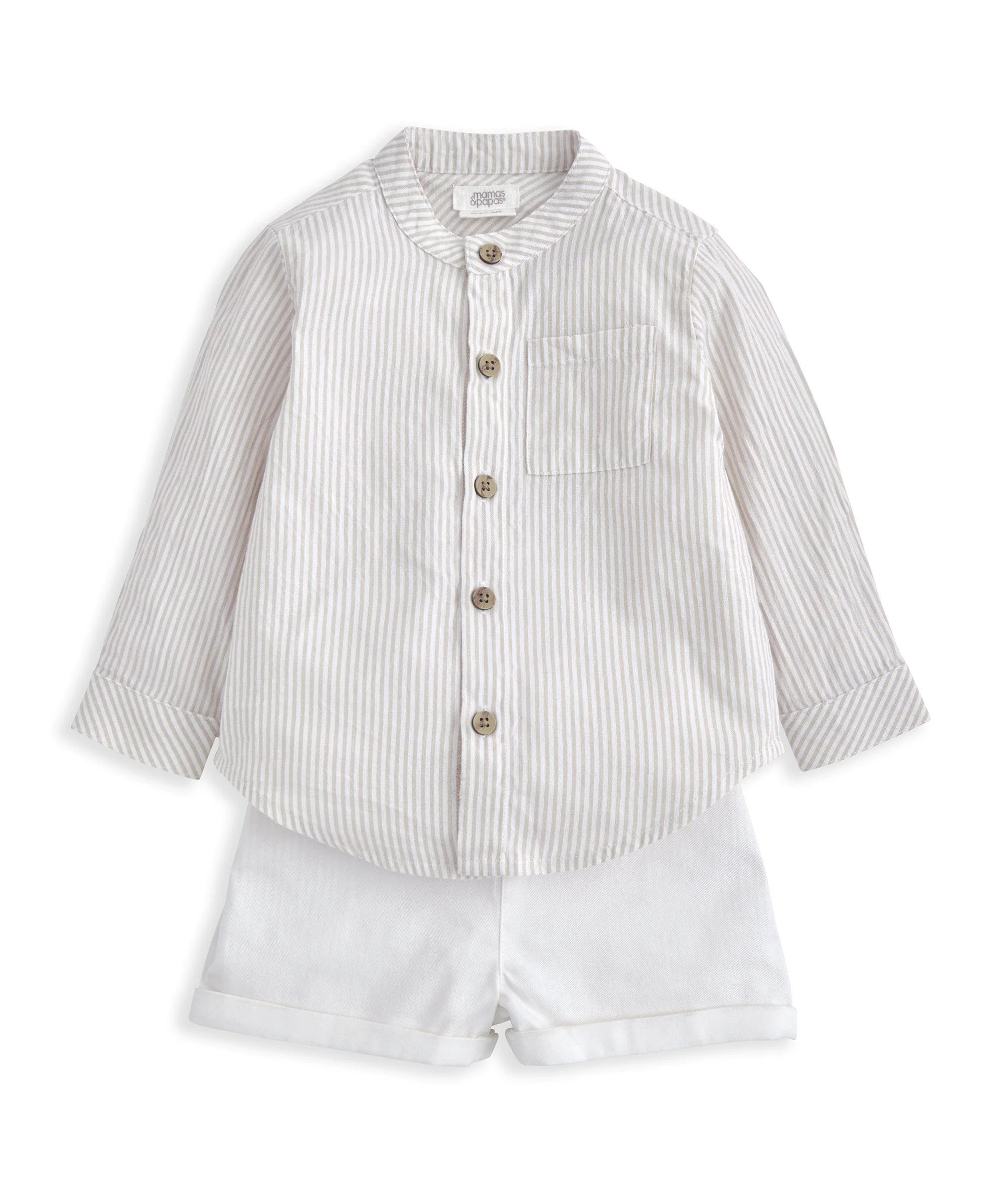 Grandad Collar Shirt & Shorts Set (2 Pieces) - Image 2