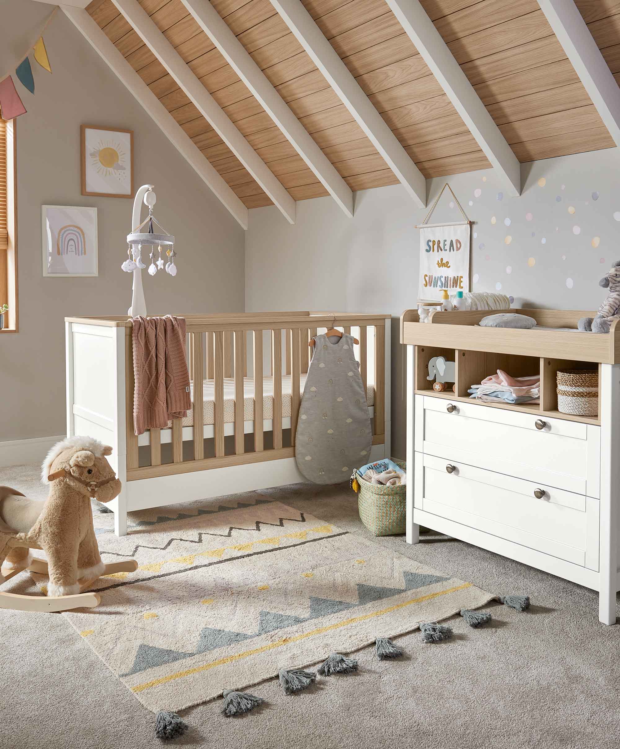 Harwell 2 Piece Cotbed Set with Dresser Changer - White - Image 10