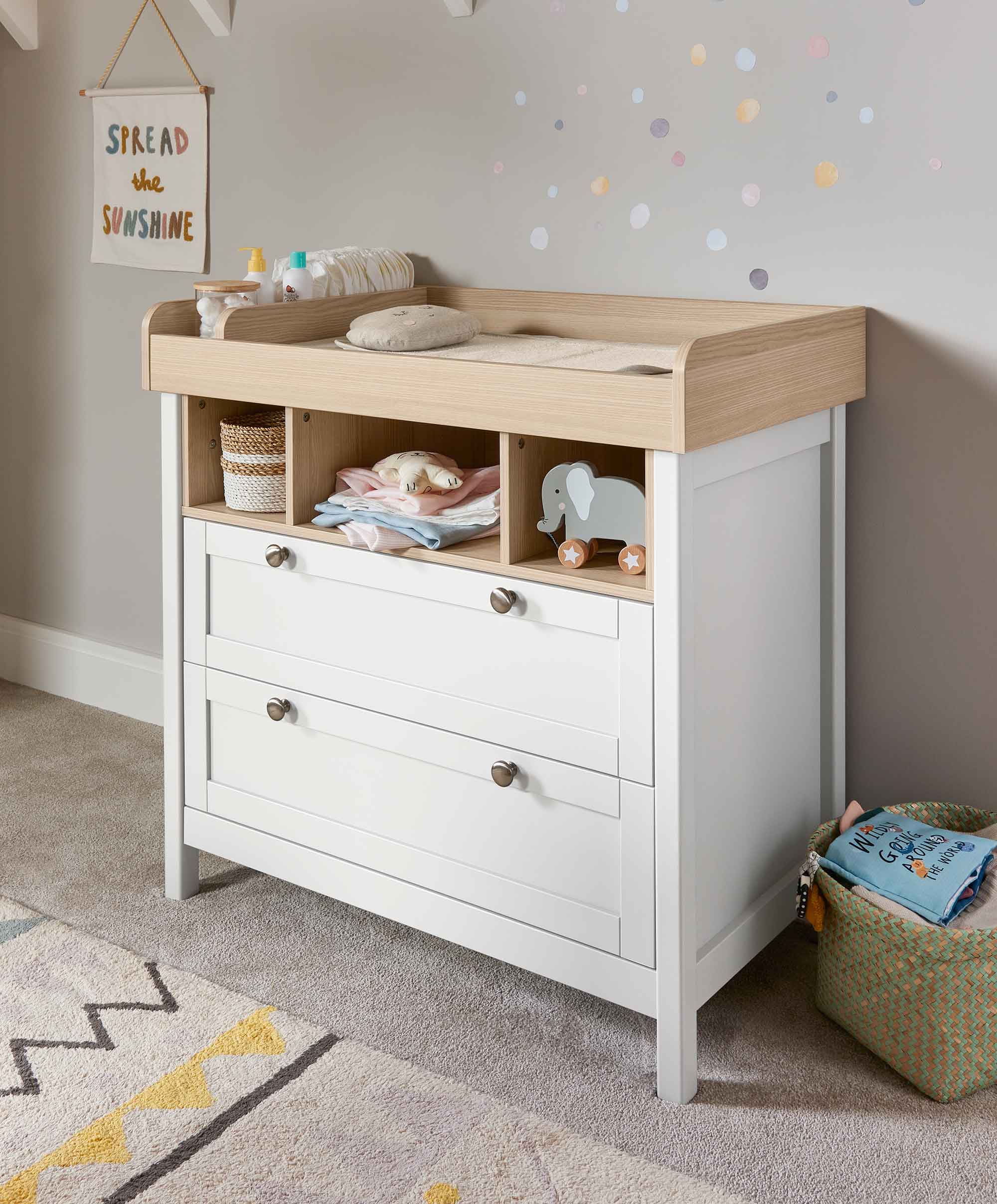 Harwell 2 Piece Cotbed Set with Dresser Changer - White - Image 14