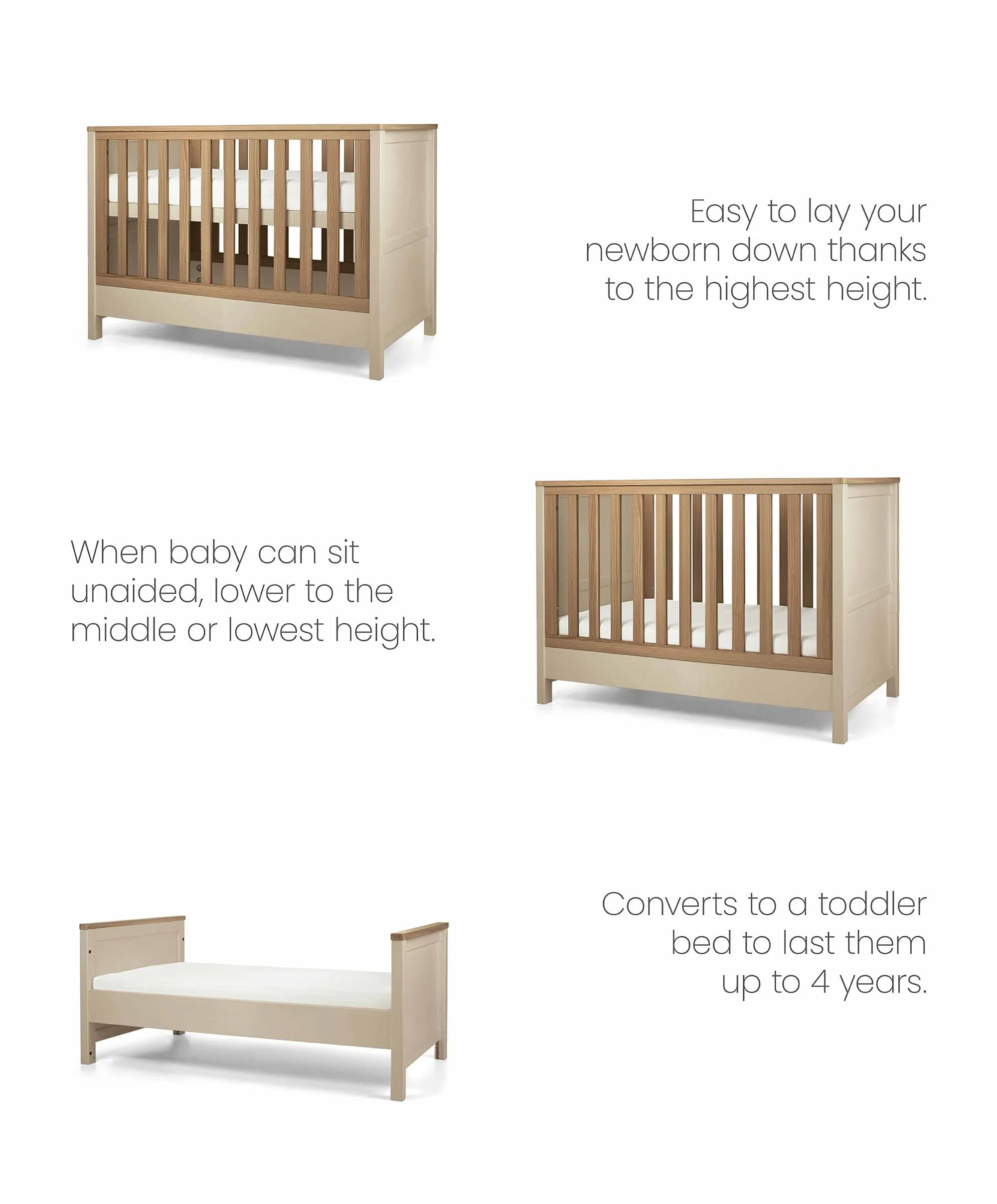 Harwell 2 Piece Small Cotbed Set with Dresser Changer - Cashmere - Image 3