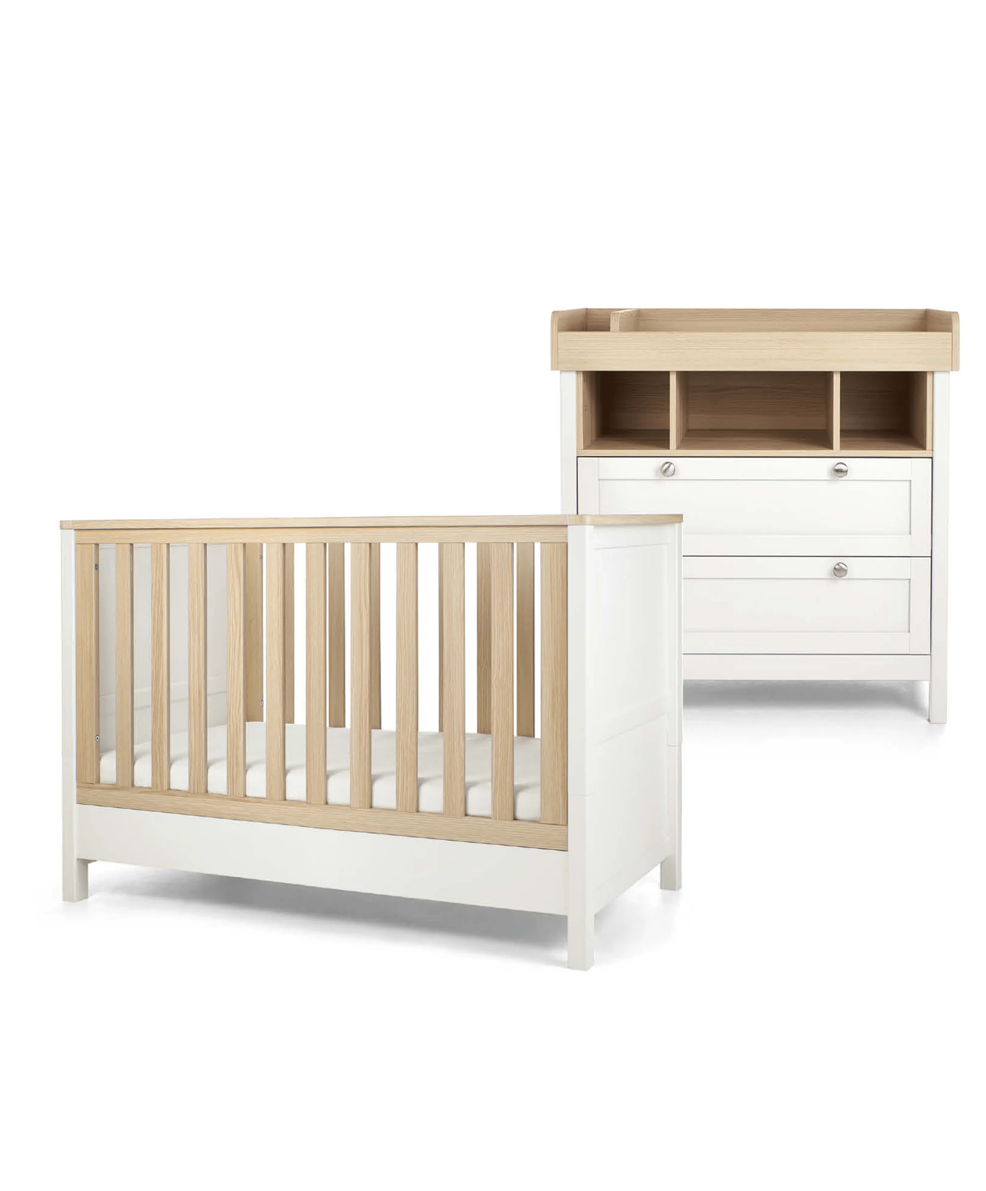 Harwell 2 Piece Small Cotbed Set with Dresser Changer - White