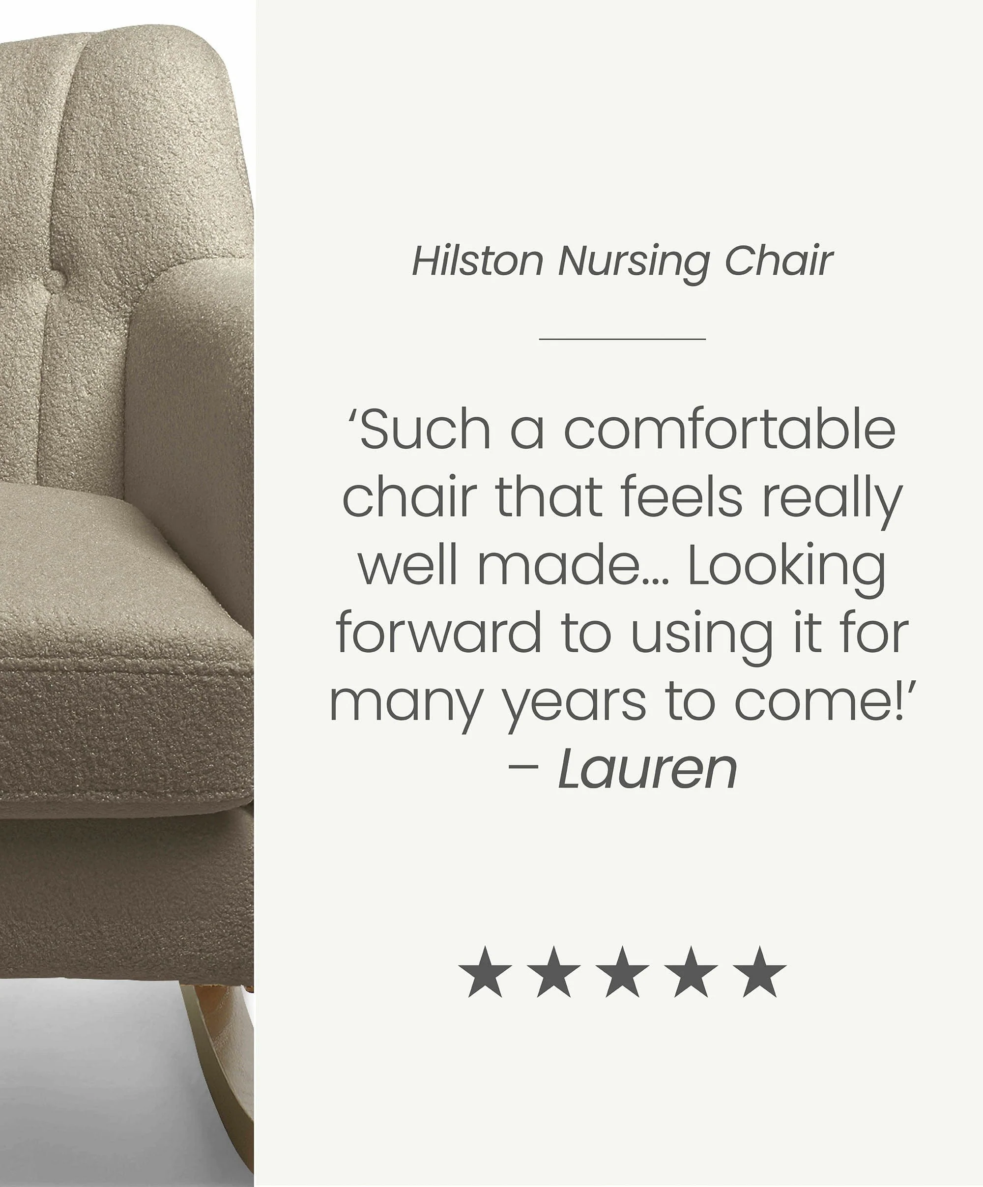 Hilston Nursing Chair - Oatmeal Boucle - Image 7