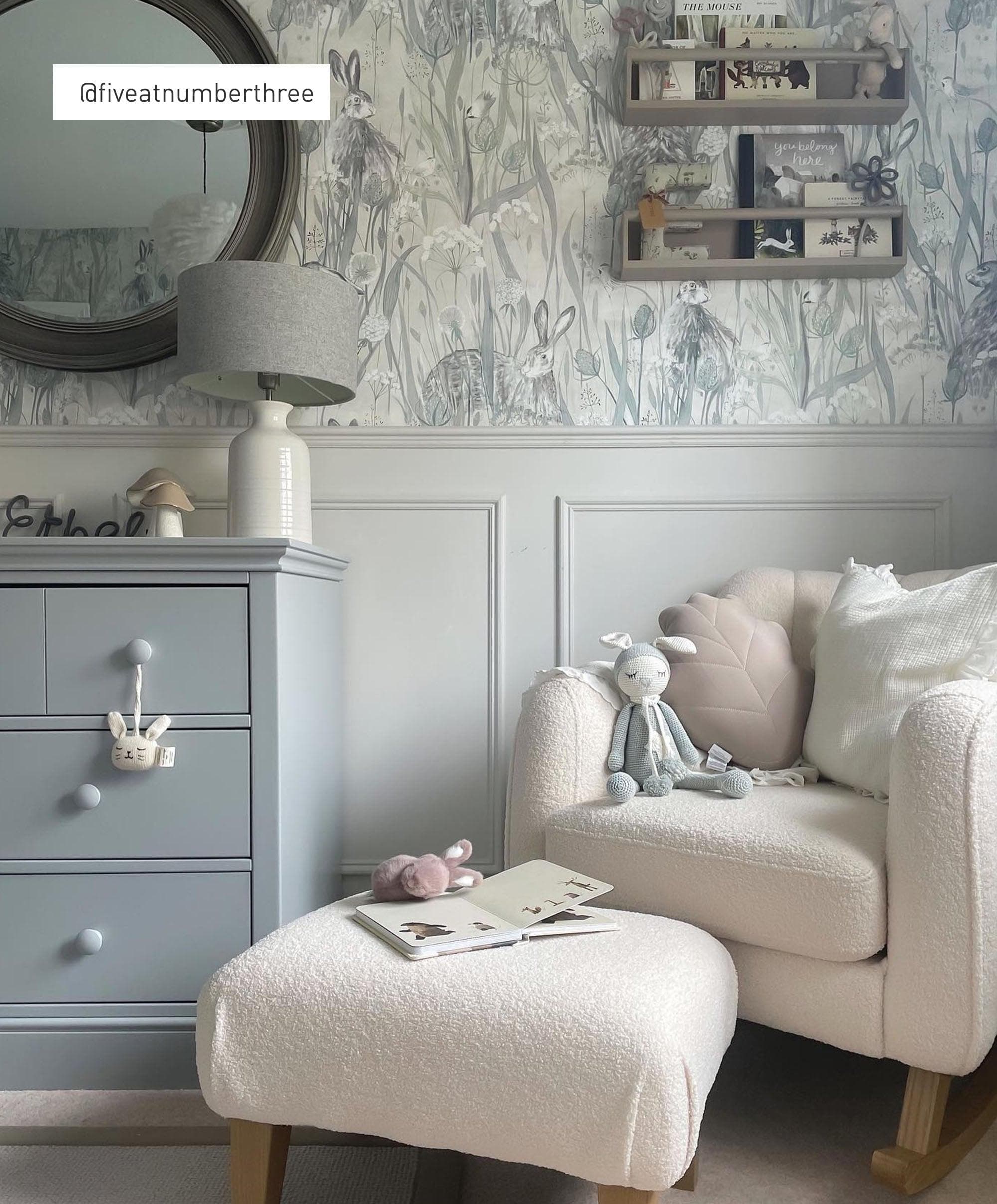 Hilston Nursing Chair & Footstool Set - Off White Boucle - Image 3