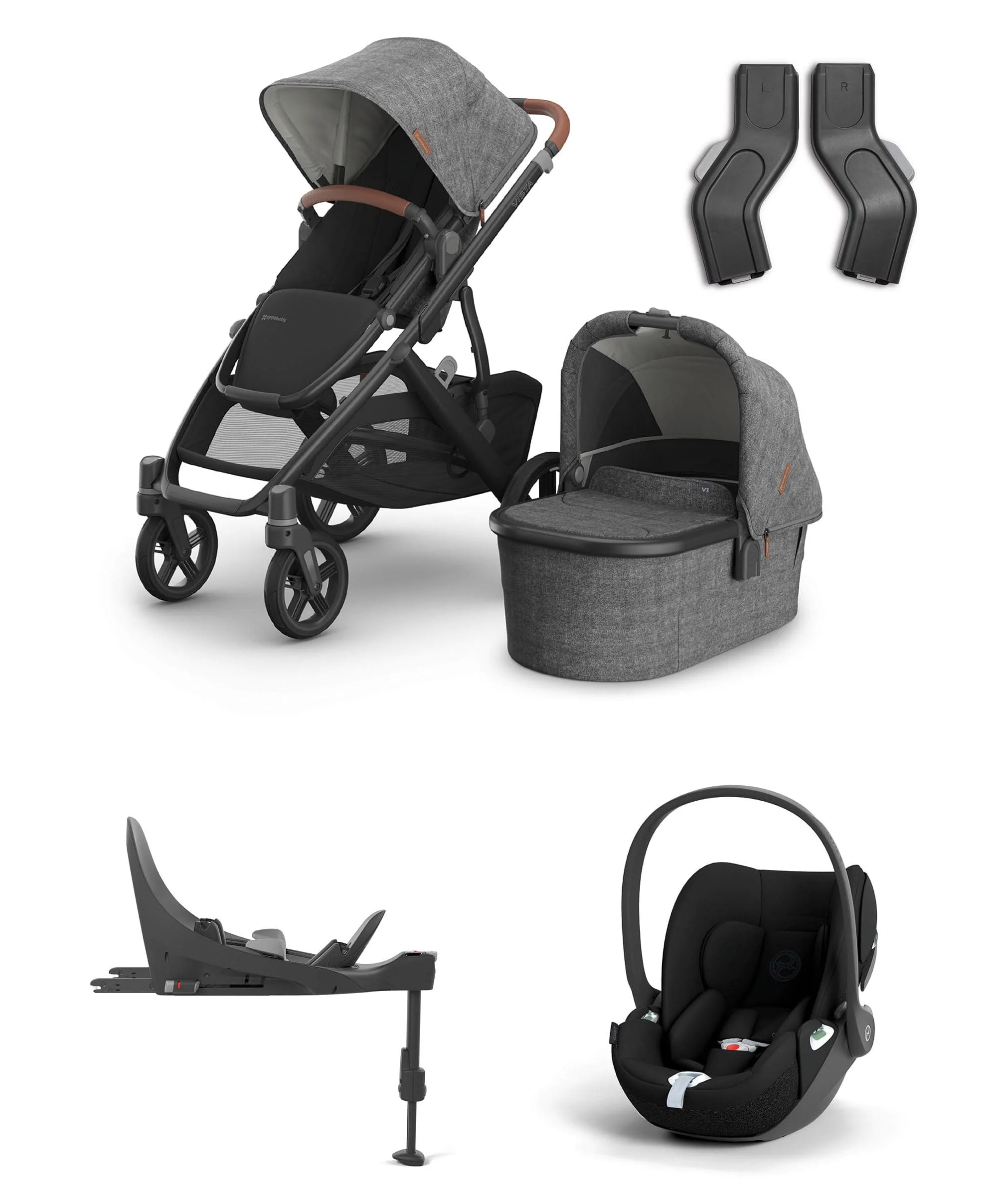 UPPAbaby Vista V3 Stroller Bundle with Cybex Cloud T Car Seat – Greyson