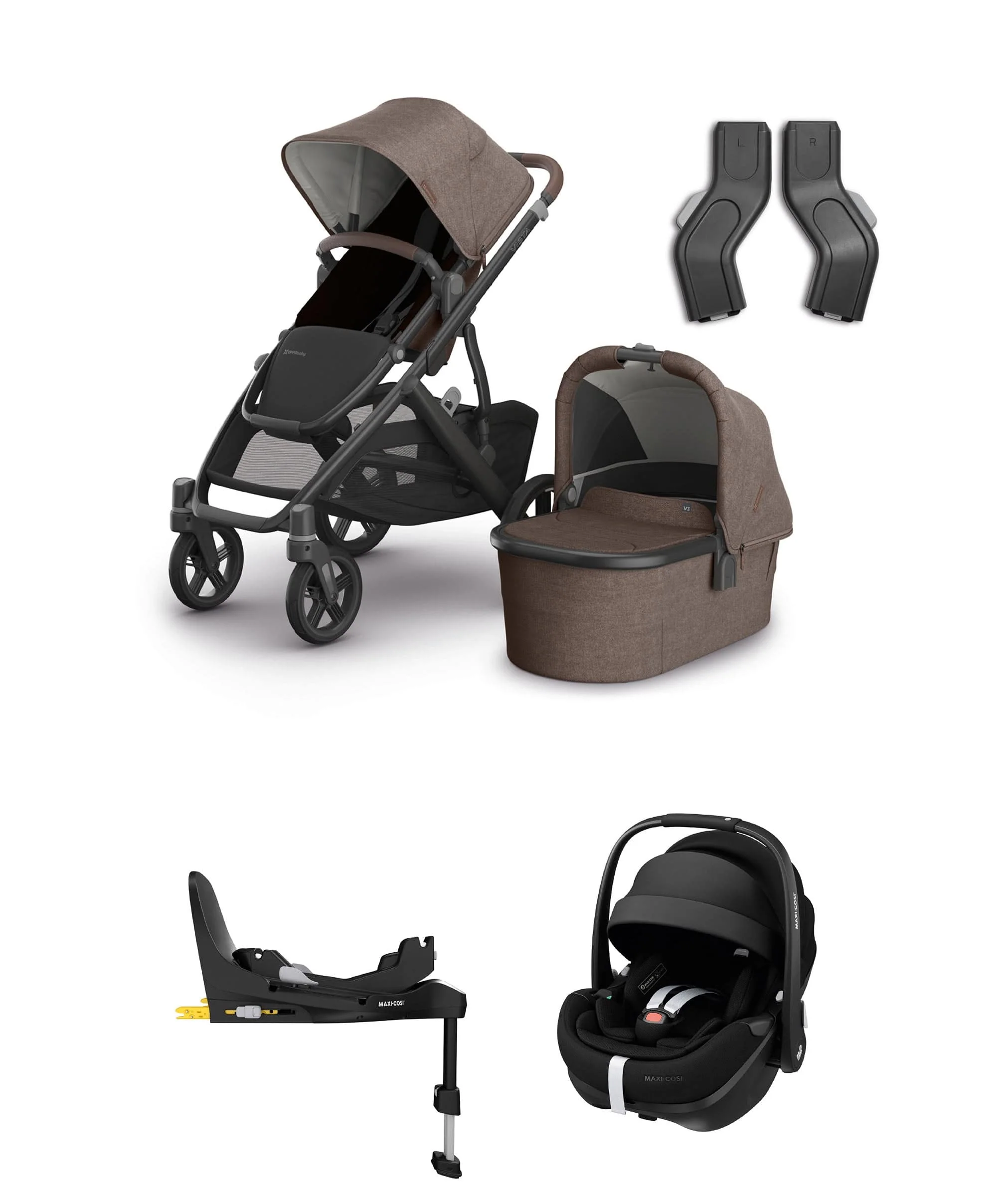 UPPAbaby Vista V3 Stroller & Carrycot Bundle with Maxi-Cosi Pebble 360 Pro² Car Seat & Base (5 Pieces) - Owen