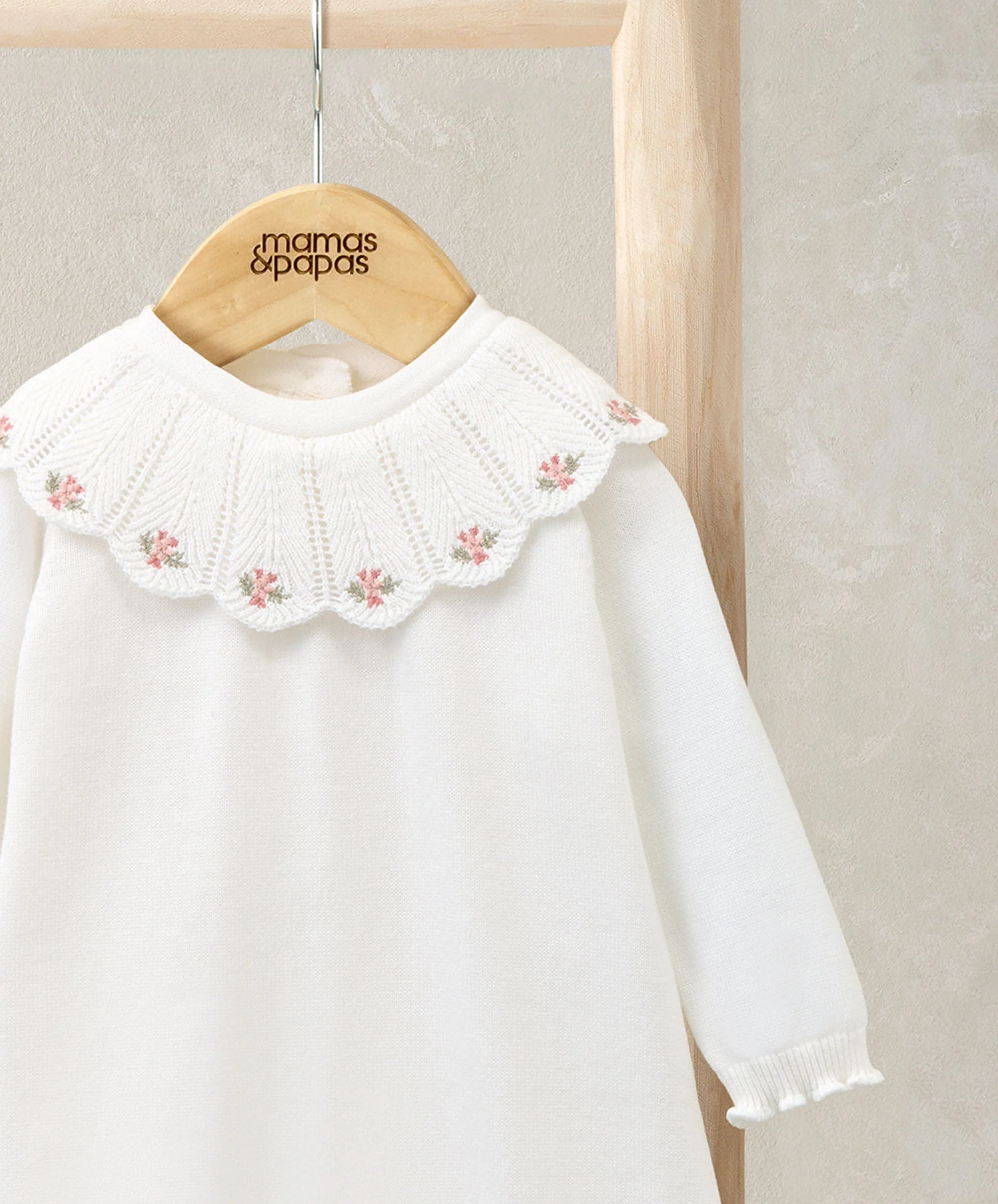 Embroidered Scallop Collar Romper with Frill Trim - Image 2