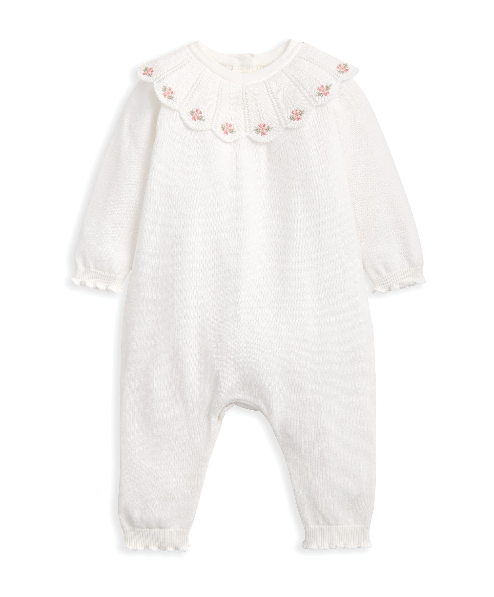 Embroidered Scallop Collar Romper with Frill Trim - Image 3