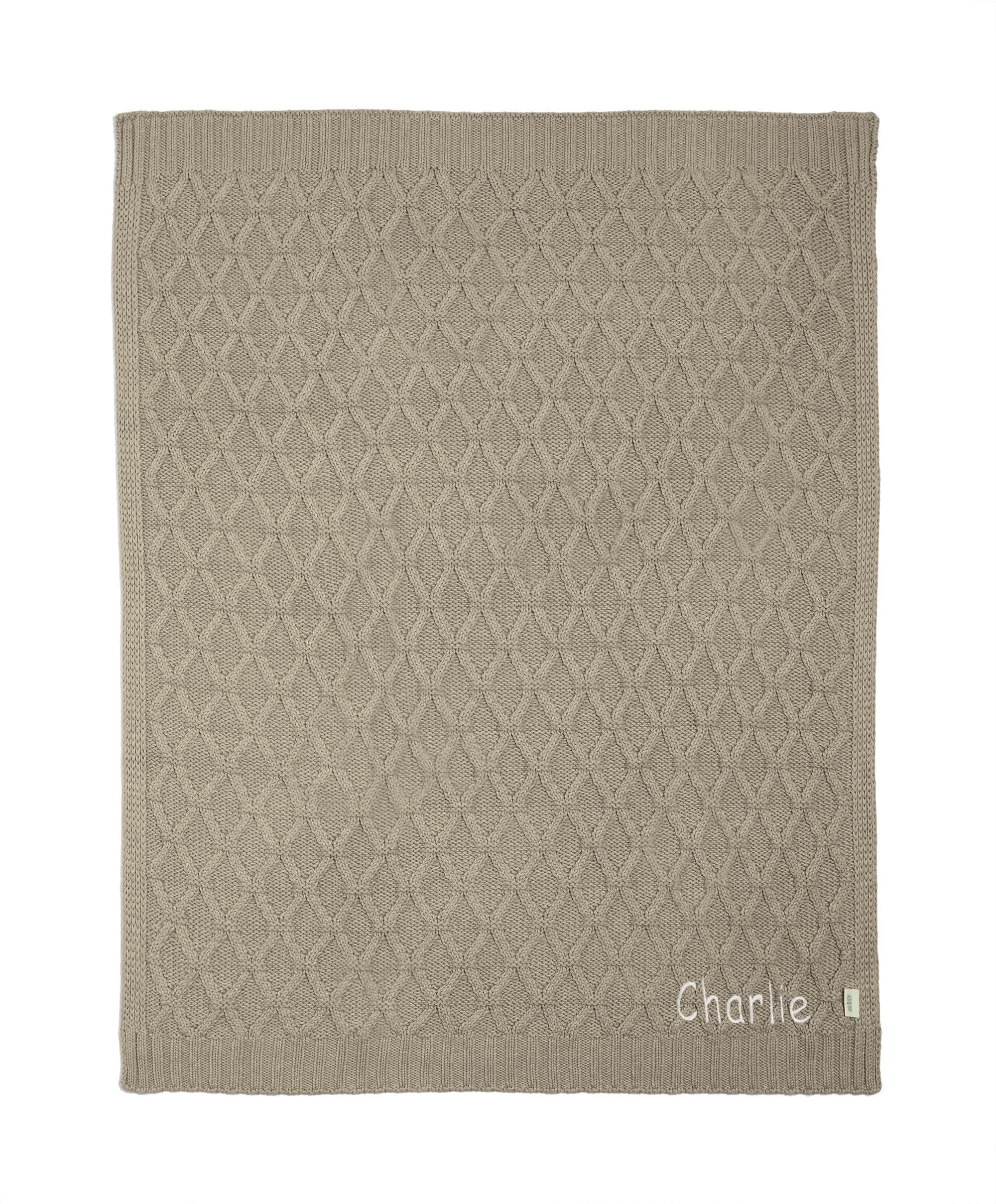 Cable Knit Blanket - Welcome to the World Seedling - Mocha - Image 6
