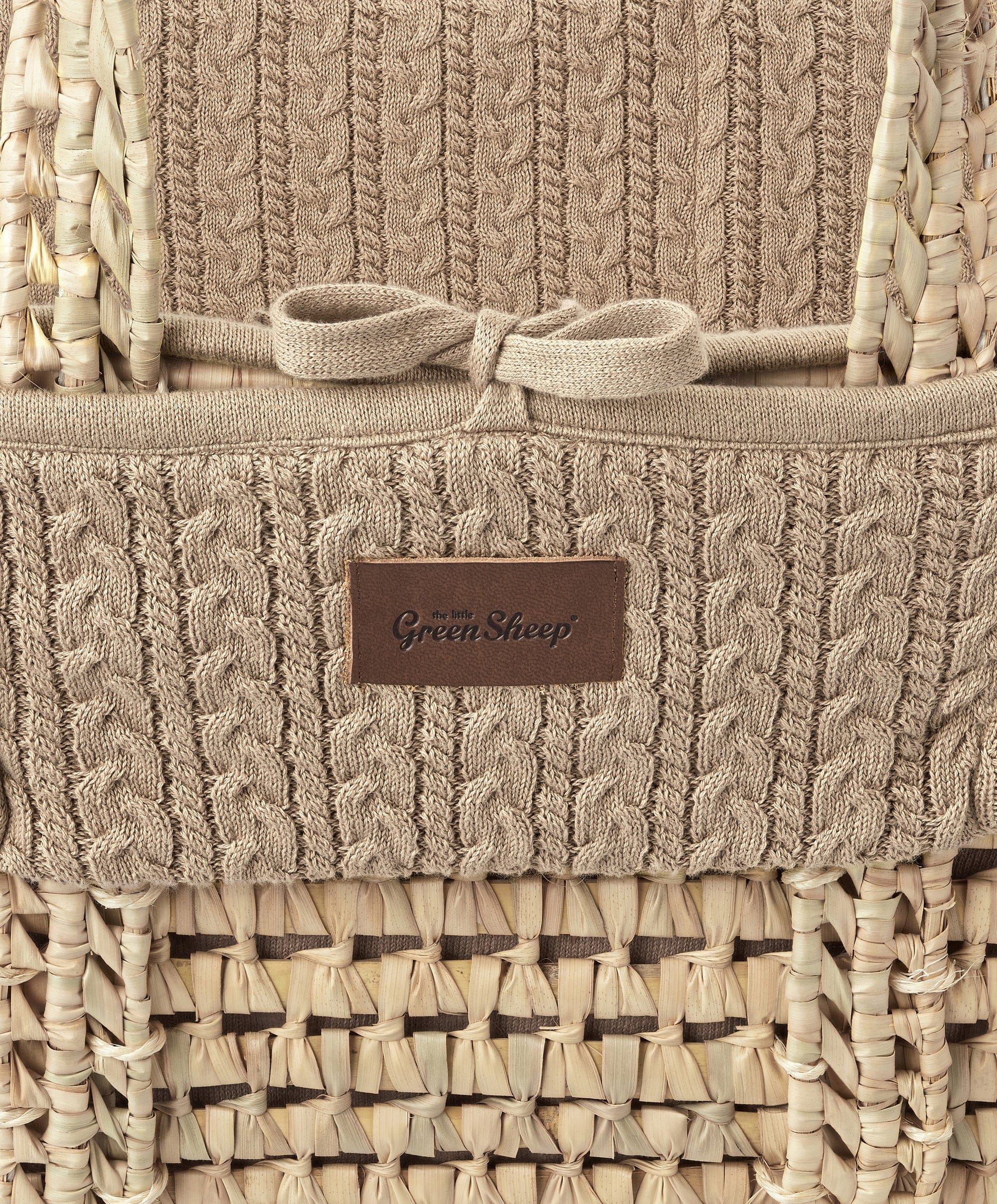 Little Green Sheep Organic Knitted Moses Basket & Mattress - Truffle - Image 6