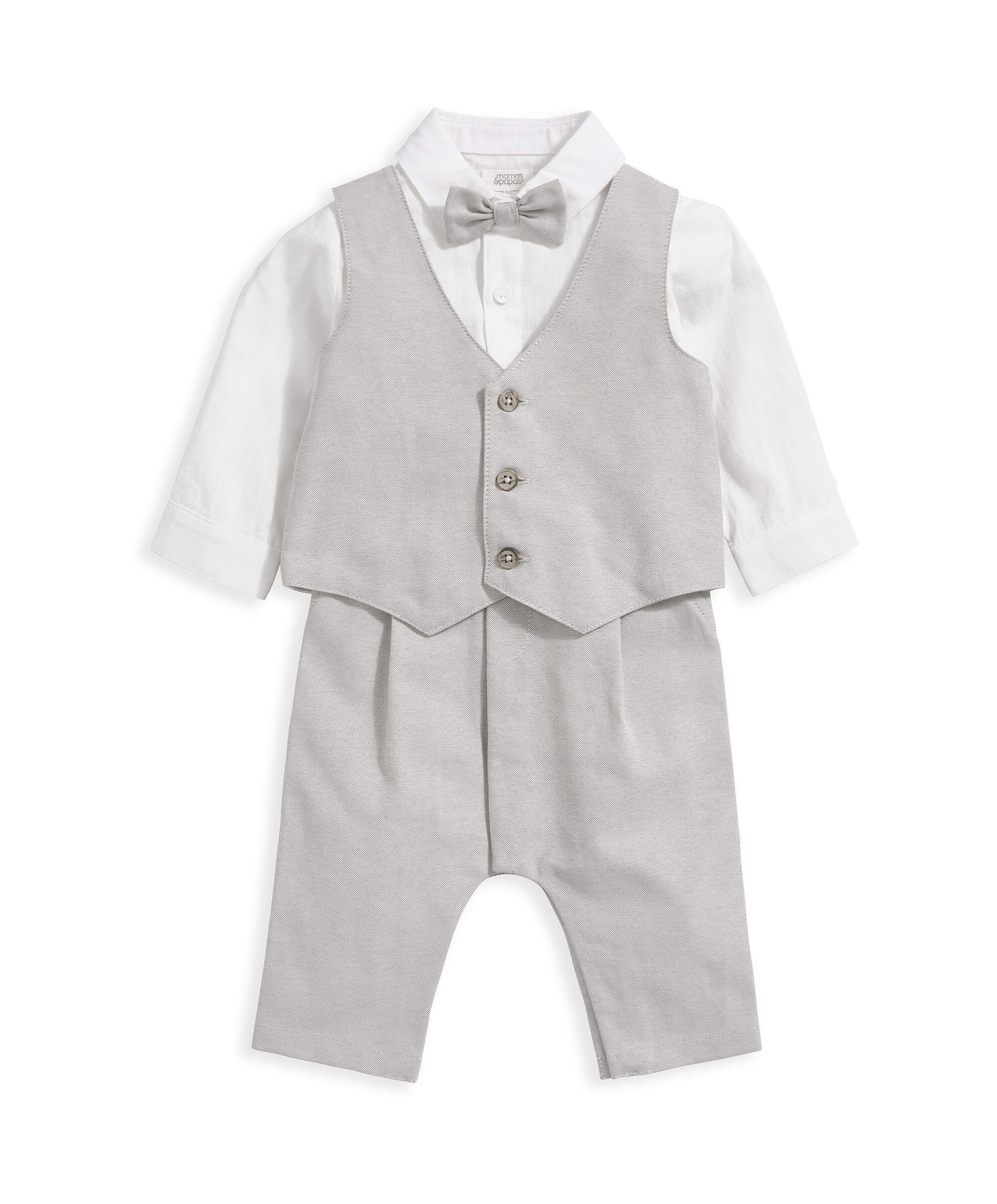 Linen Waistcoat Mock Romper - Cream - Image 2