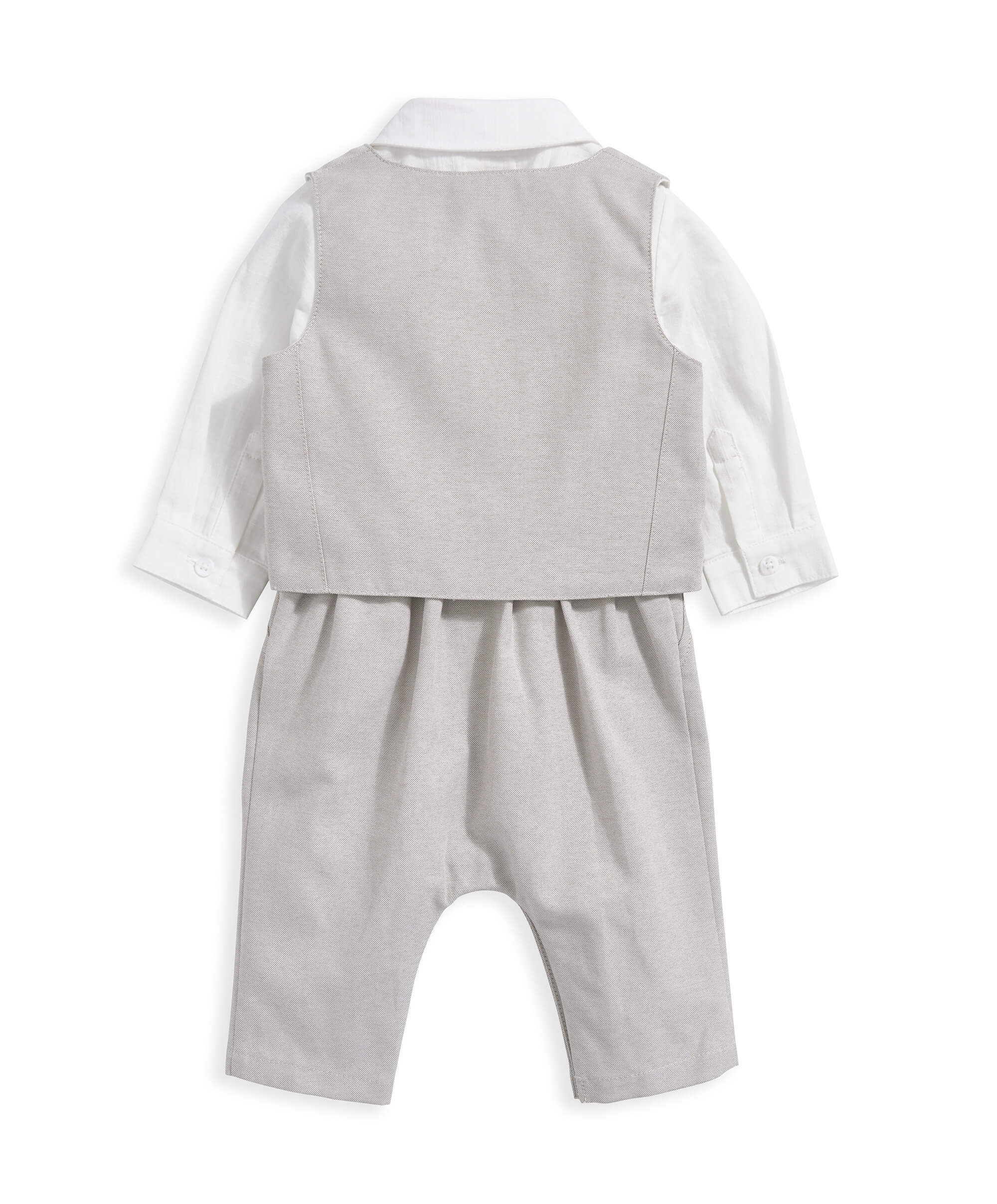Linen Waistcoat Mock Romper - Cream - Image 3