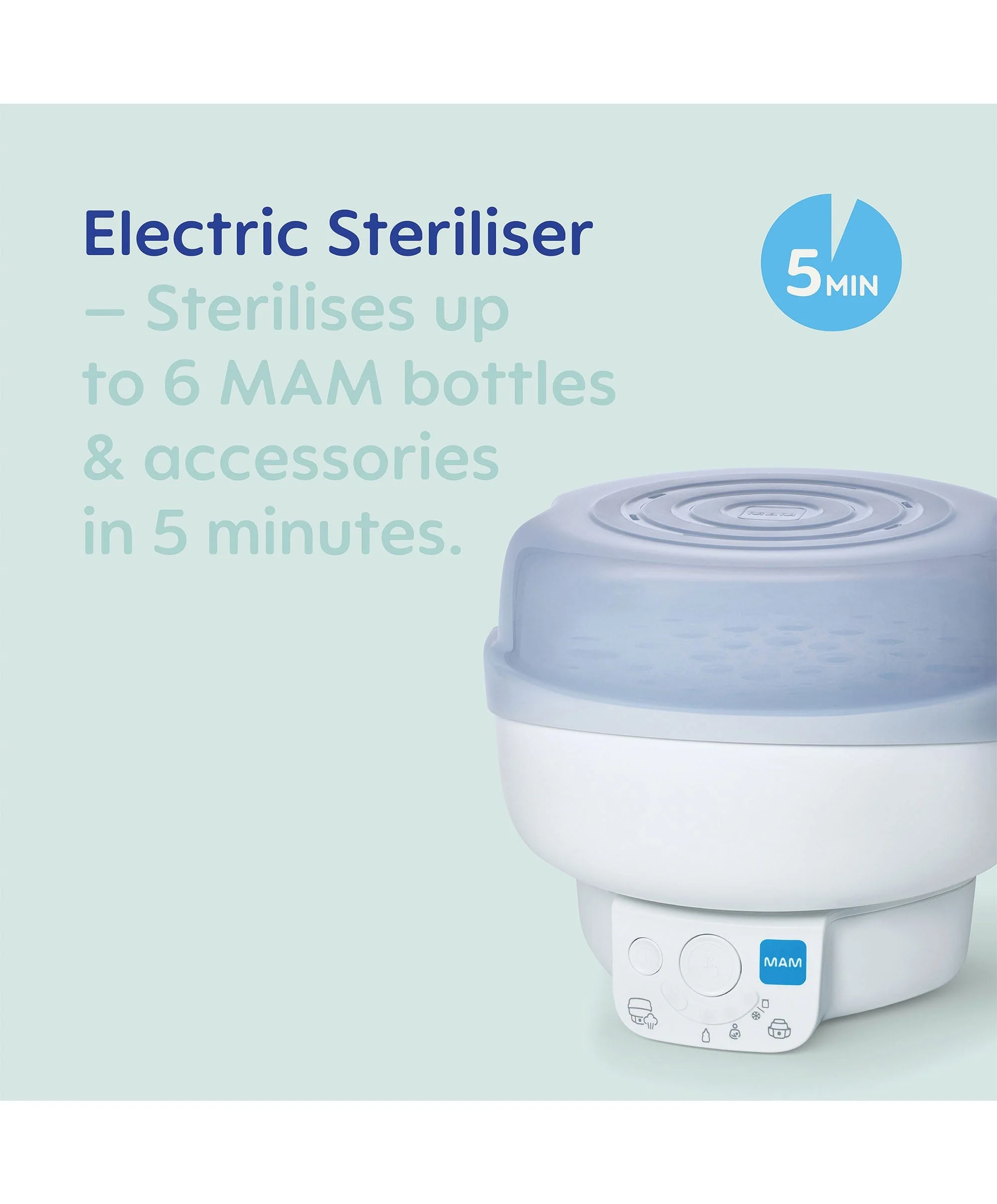 MAM Baby 6-in-1 Electric Steam Steriliser & Bottle Warmer - Grey - Image 12