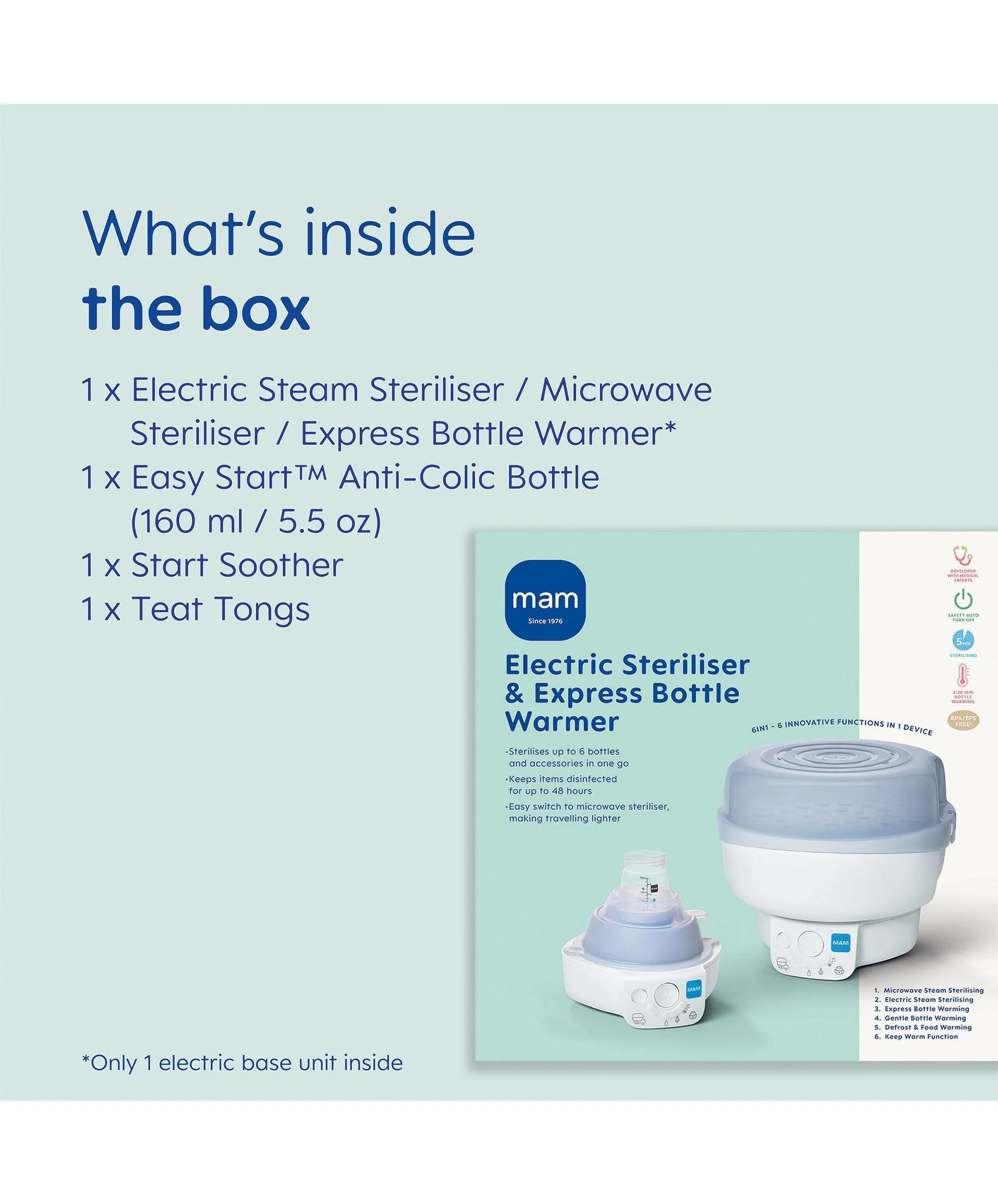 MAM Baby 6-in-1 Electric Steam Steriliser & Bottle Warmer - Grey - Image 7
