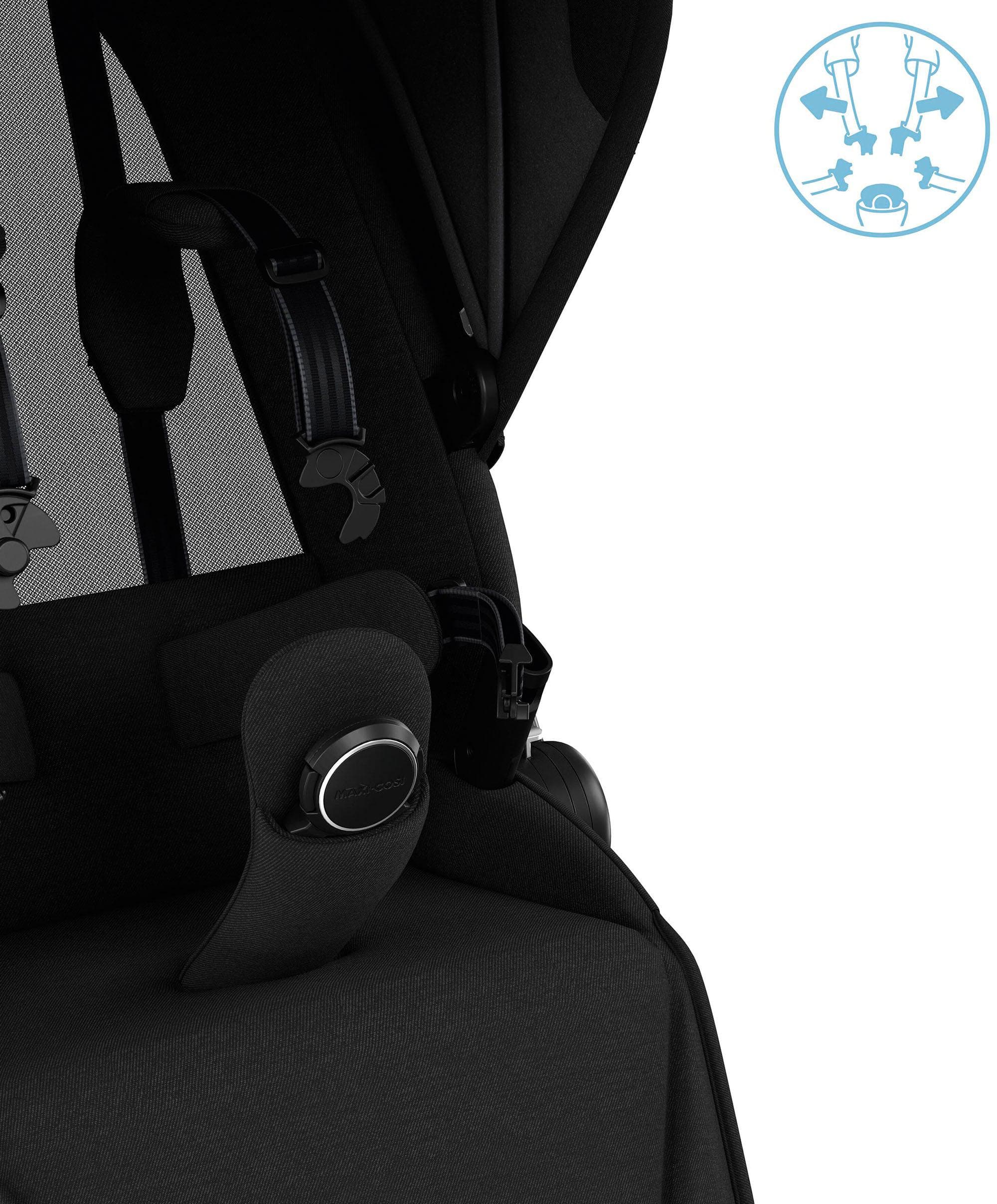 Maxi-Cosi Fame Pushchair & Carrycot - Black with Black Wheels - Image 14