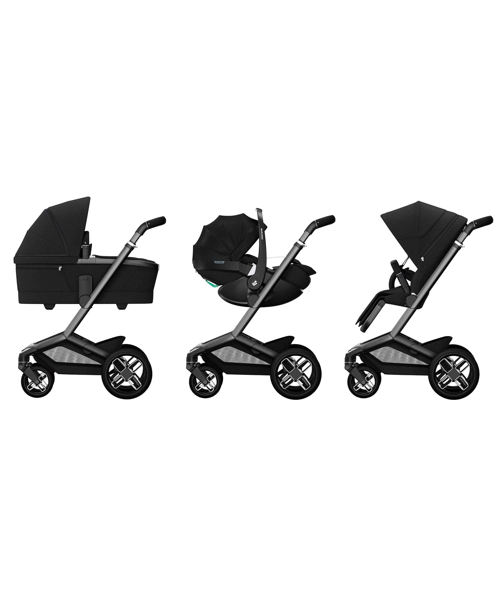 Maxi-Cosi Fame Pushchair & Carrycot - Black with Black Wheels - Image 16