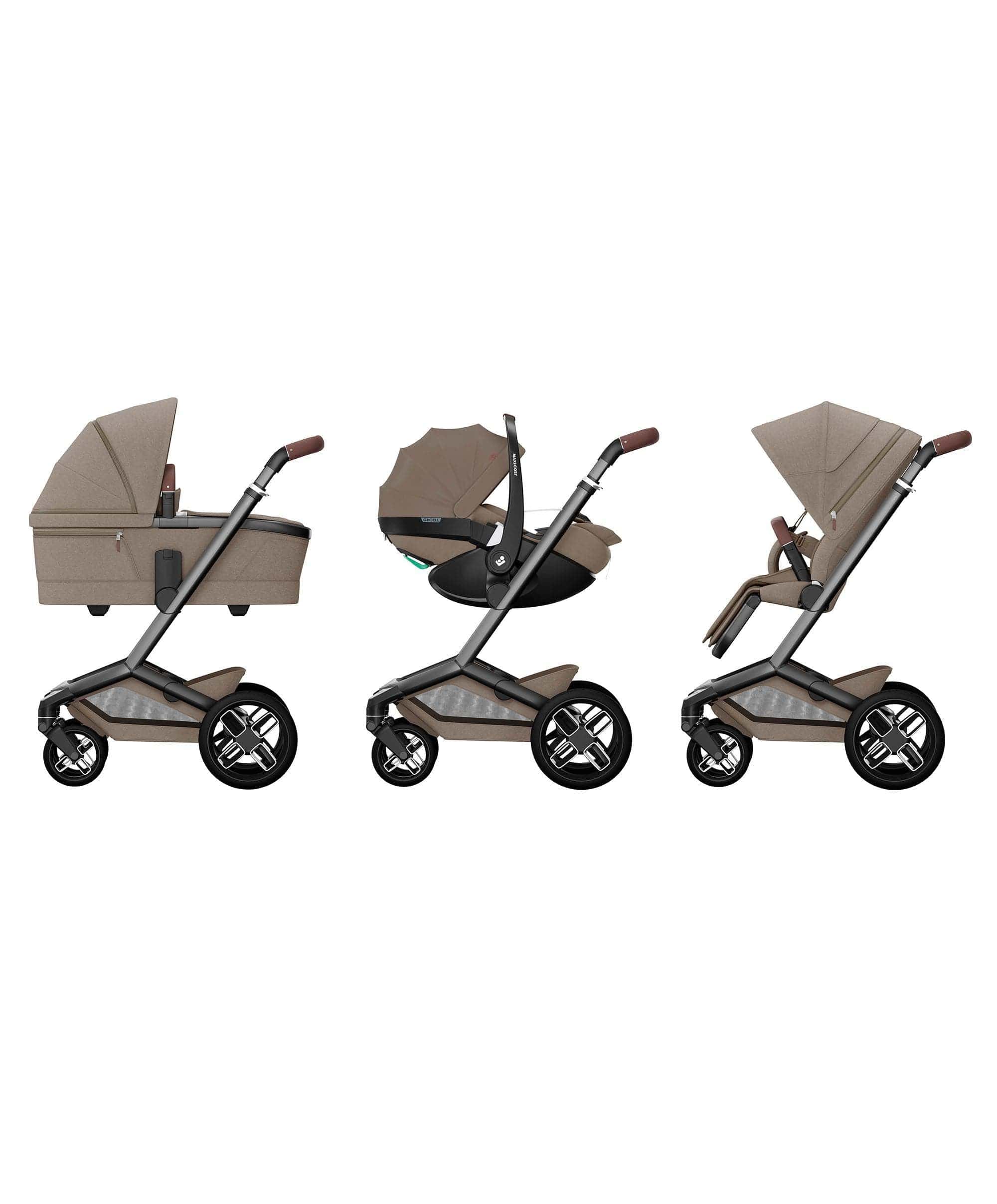 Maxi-Cosi Fame Pushchair & Carrycot - Truffle with Black Wheels - Image 14