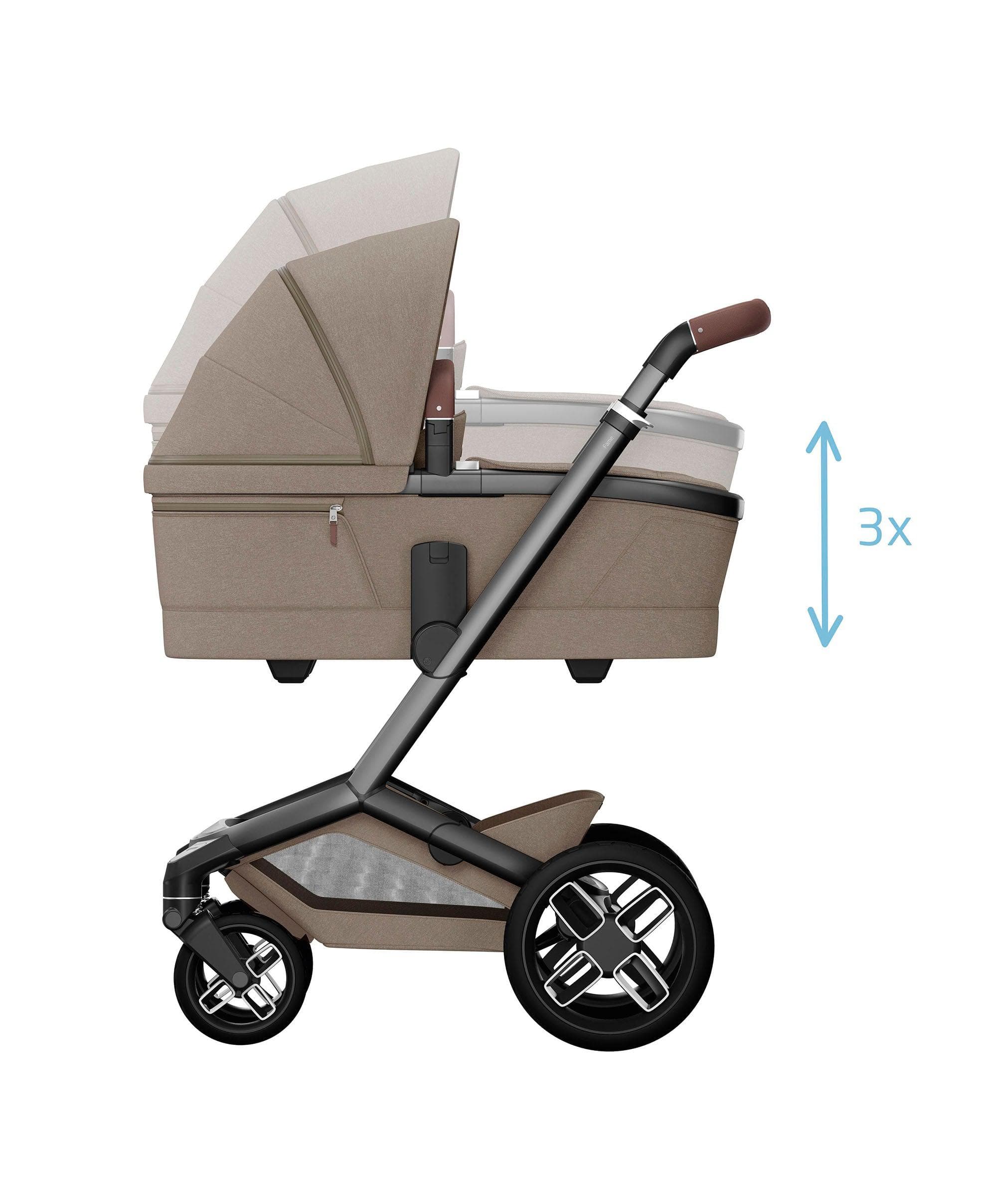 Maxi-Cosi Fame Pushchair & Carrycot - Truffle with Black Wheels - Image 7