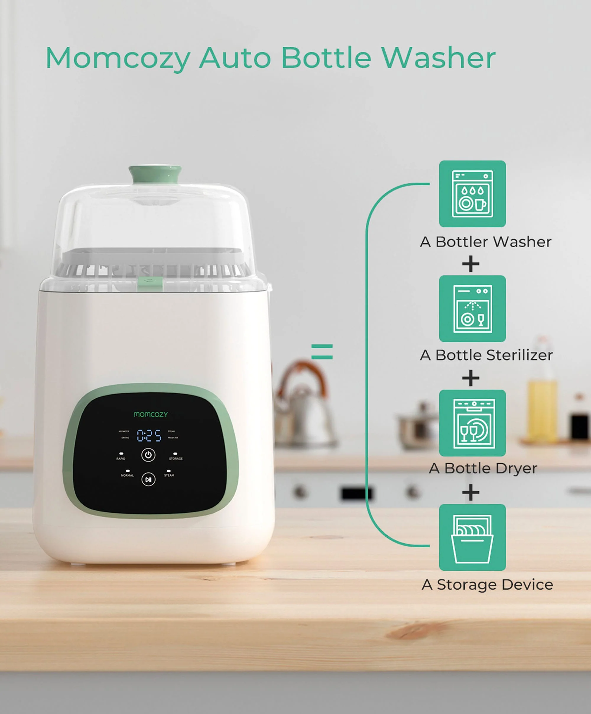 Momcozy KleanPal Pro Baby Bottle Washer - Sterilizer - Image 3