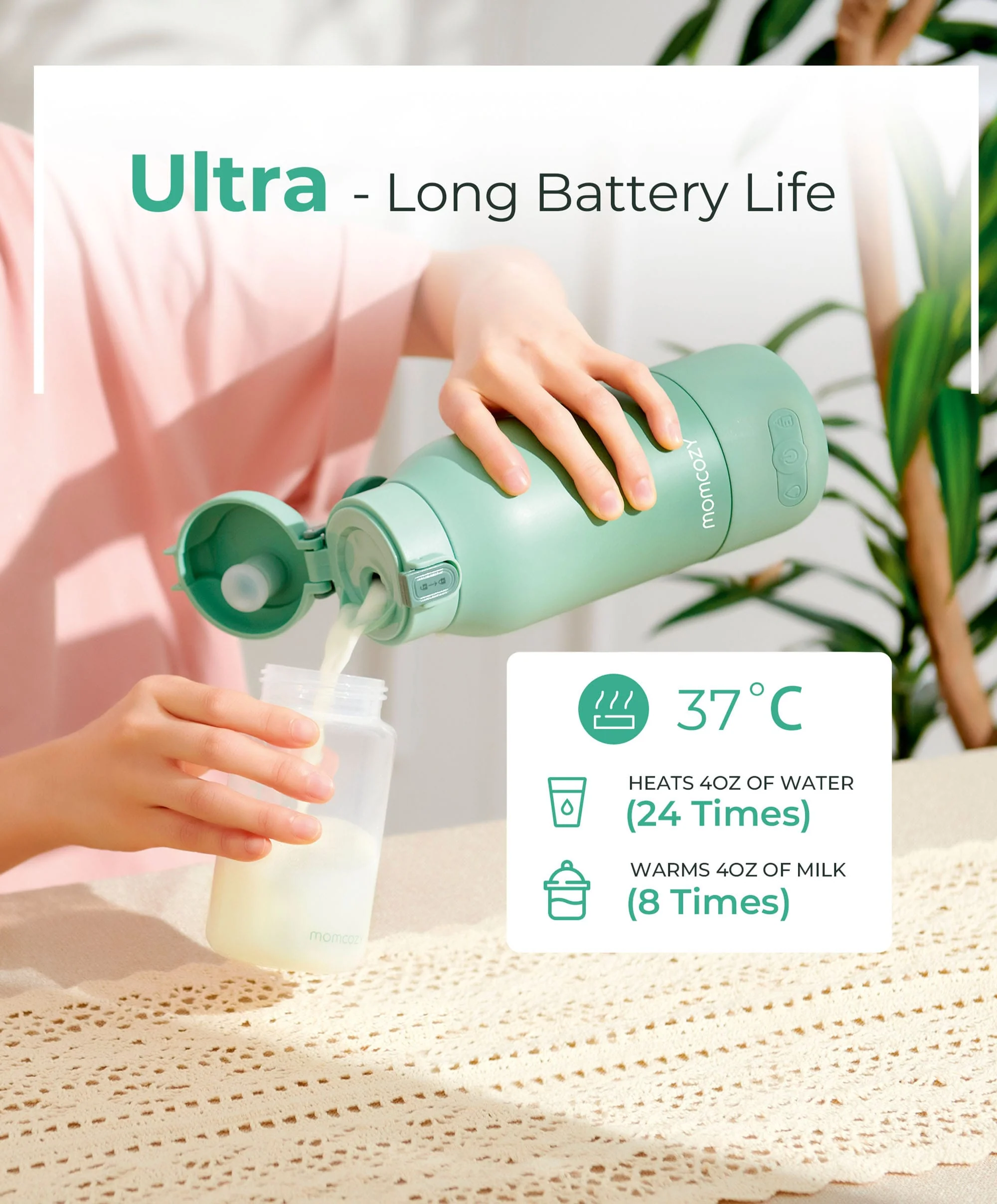 Momcozy Portable Milk Warmer for Travel - Green - Image 4