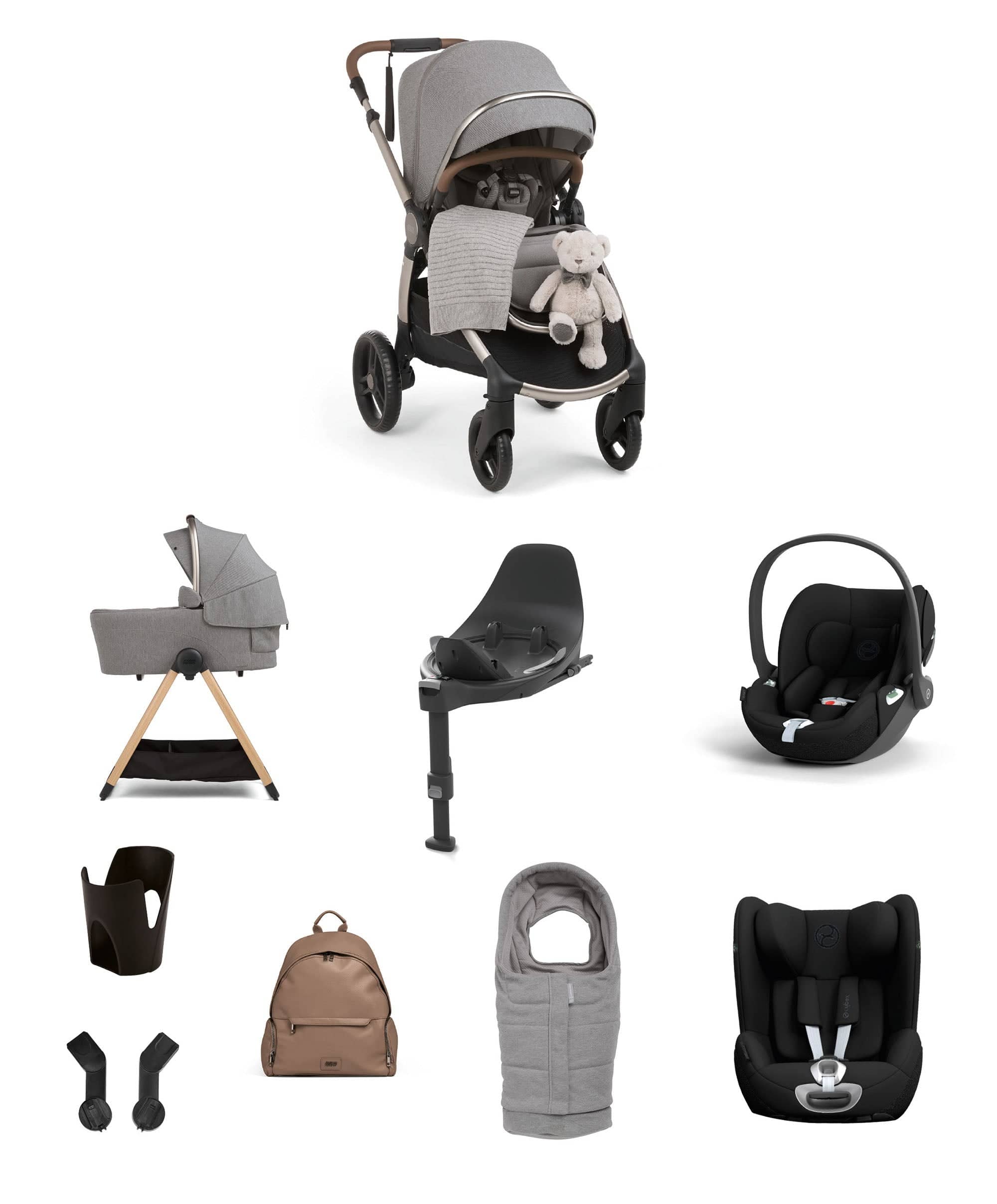 Ocarro 2 Pushchair Baby to Toddler Travel Bundle with Cybex Cloud T & Sirona T (12 Pieces) – Heritage